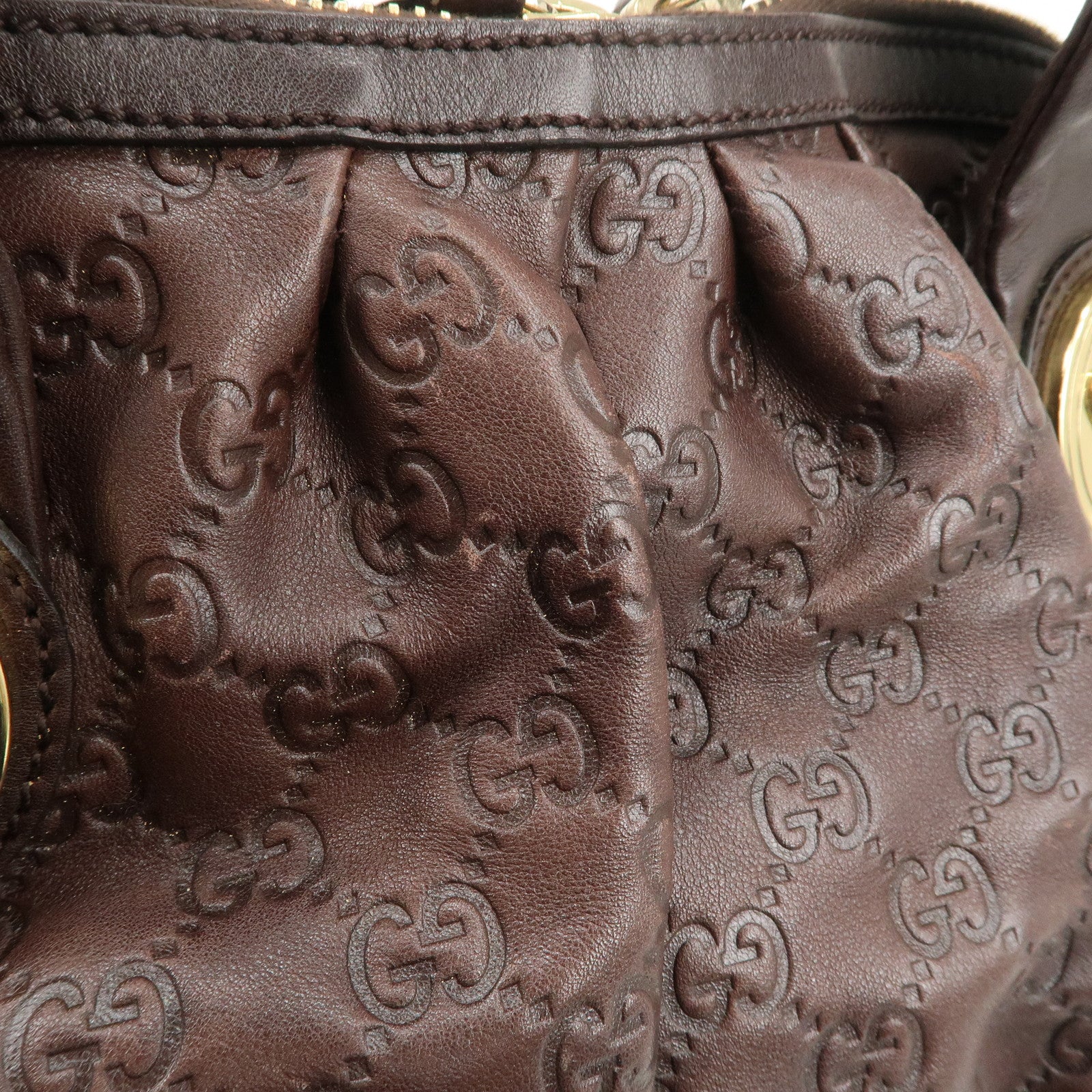 GUCCI Guccissima Histoire Leather Tote Bag Dark Brown 197019 Used