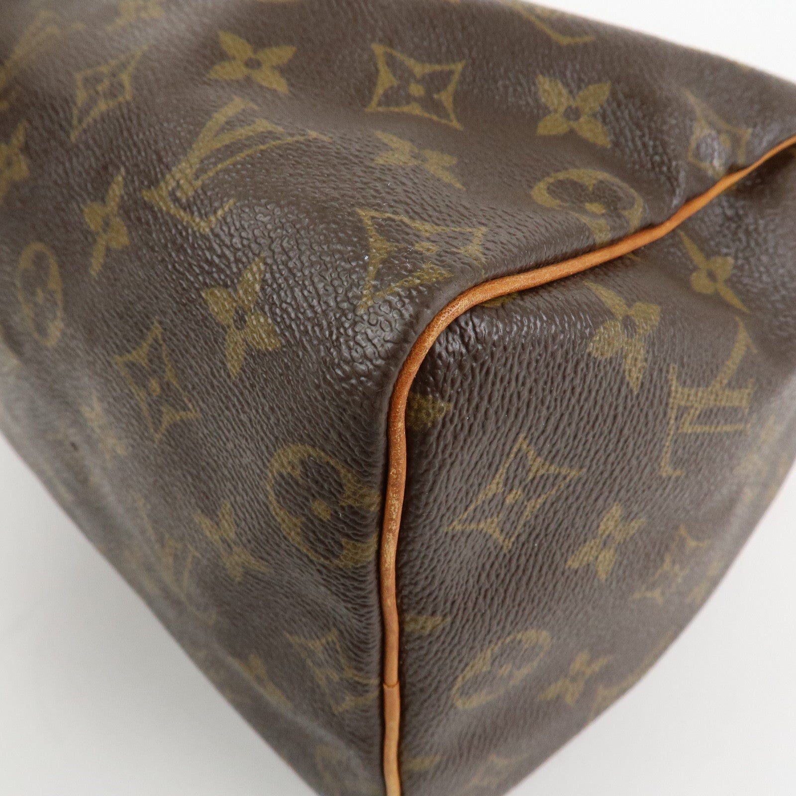 Louis Vuitton Monogram Canvas Leather Speedy 25 Boston Bag M41528