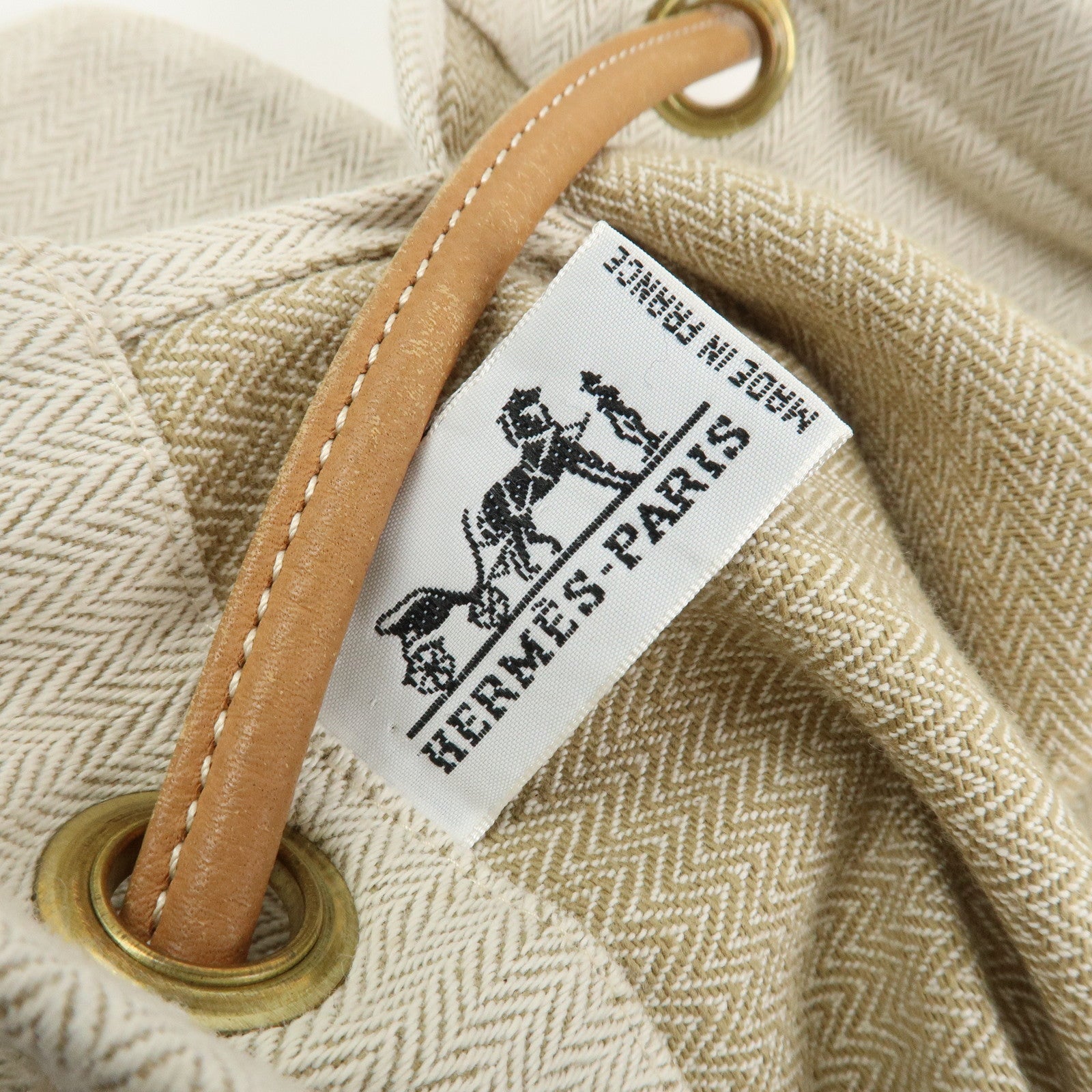 HERMES Aline GM Canvas Leather Shoulder Bag Natural