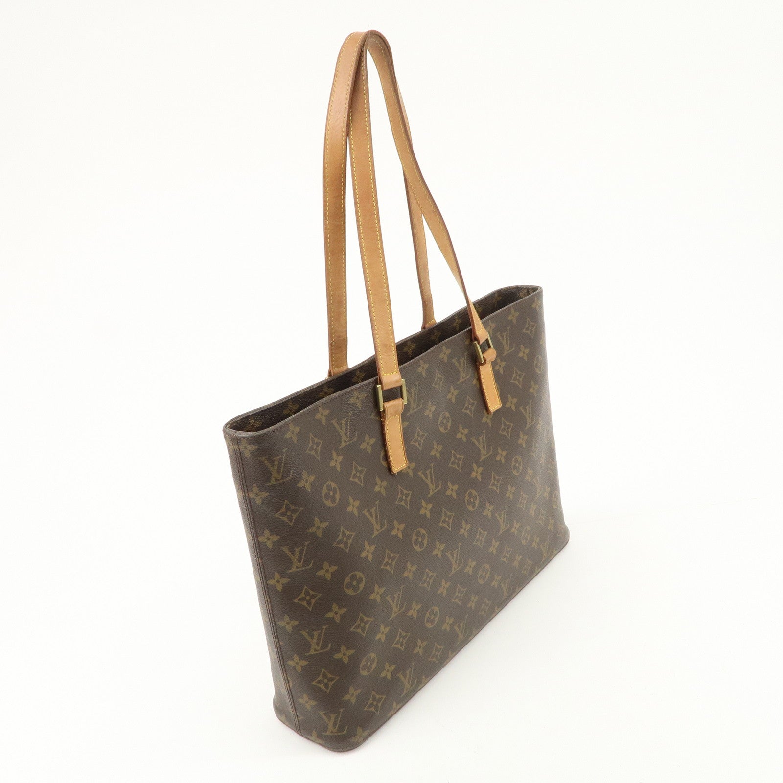 Louis Vuitton Monogram Luco Tote Bag Hand Bag Brown M51155 Used