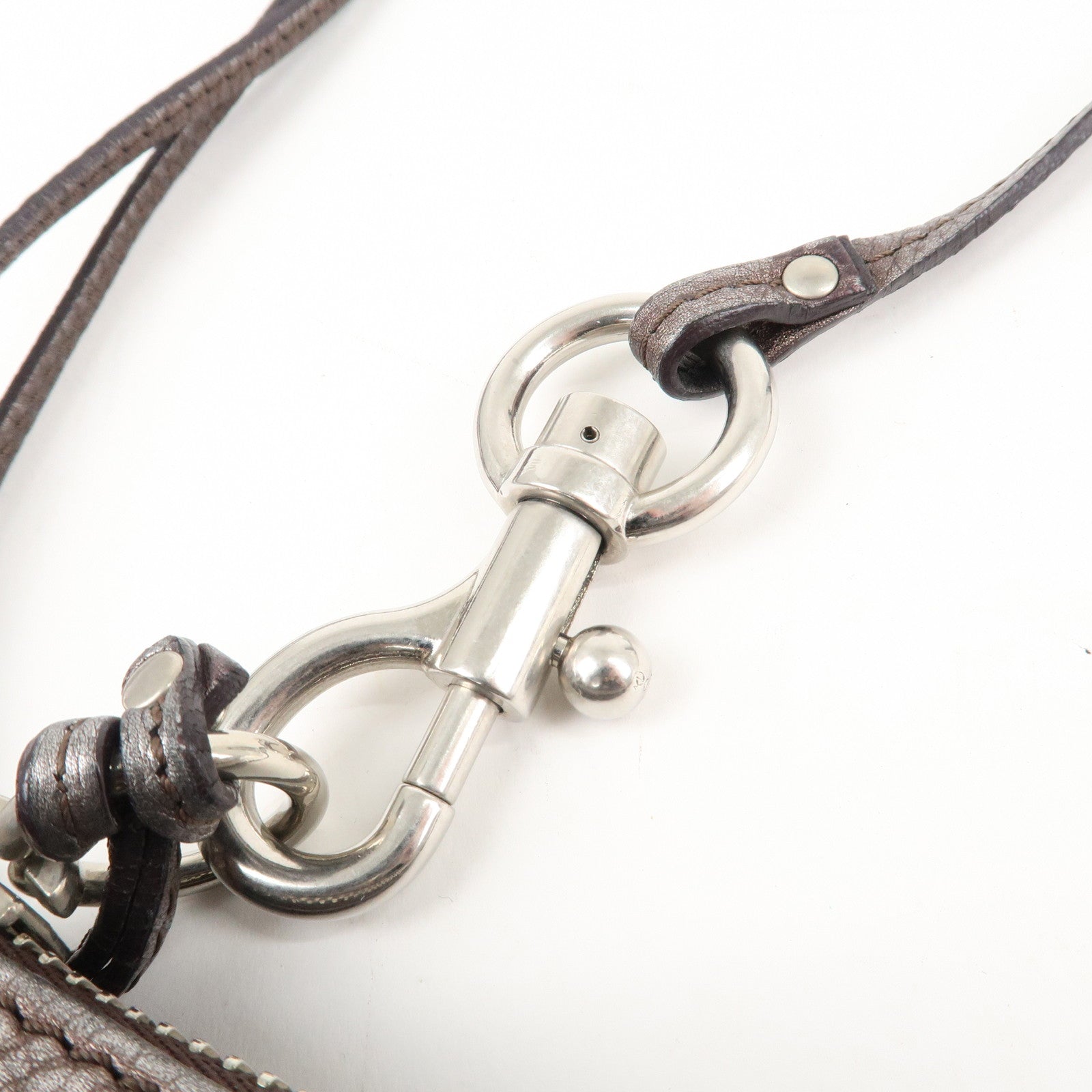 Chloe Paddington Leather Mini Bag Pouch Metallic Silver Used