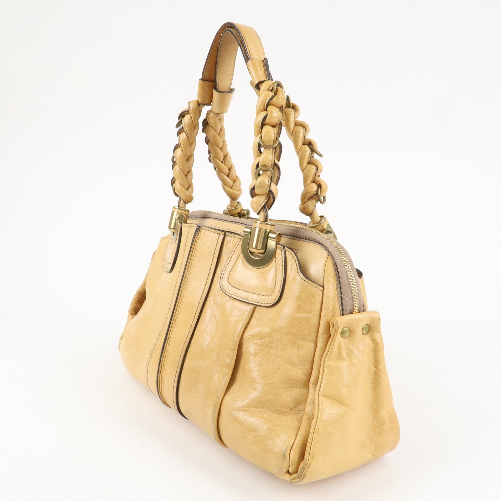 Chloe Heloise Shoulder Bag Hand Bag Beige Gold Hardware Used