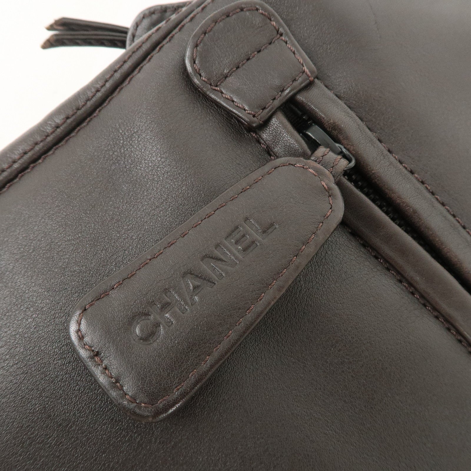 CHANEL COCO Mark Leather Tote Bag Shoulder Bag Brown A14305