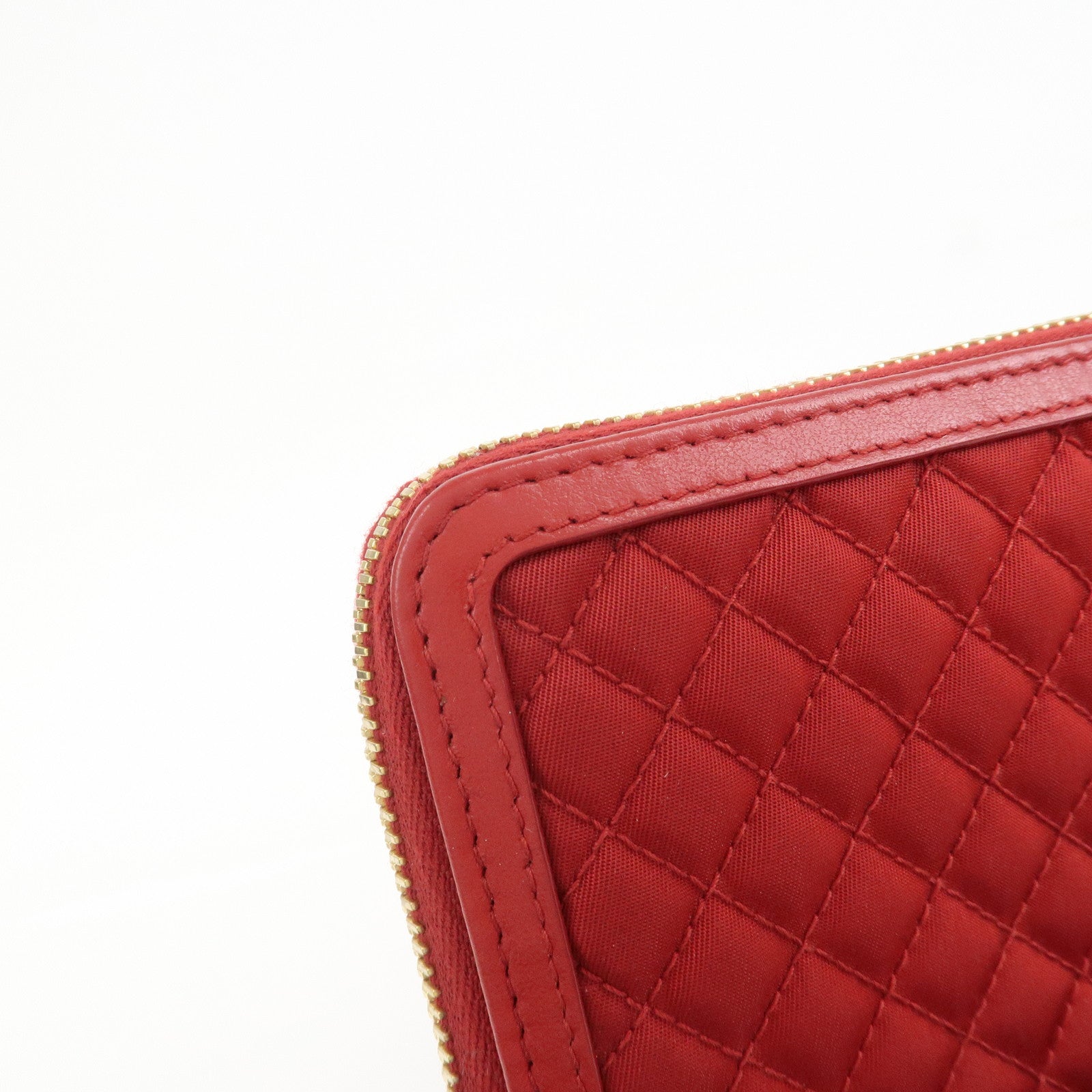 PRADA Nylon Leather L Fastener Zippy Long Wallet Red 1ML183