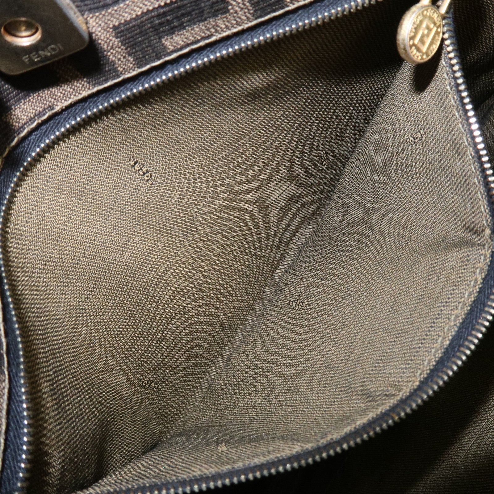 FENDI Zucca Canvas Leather Shoulder Bag Hand Bag Brown Black
