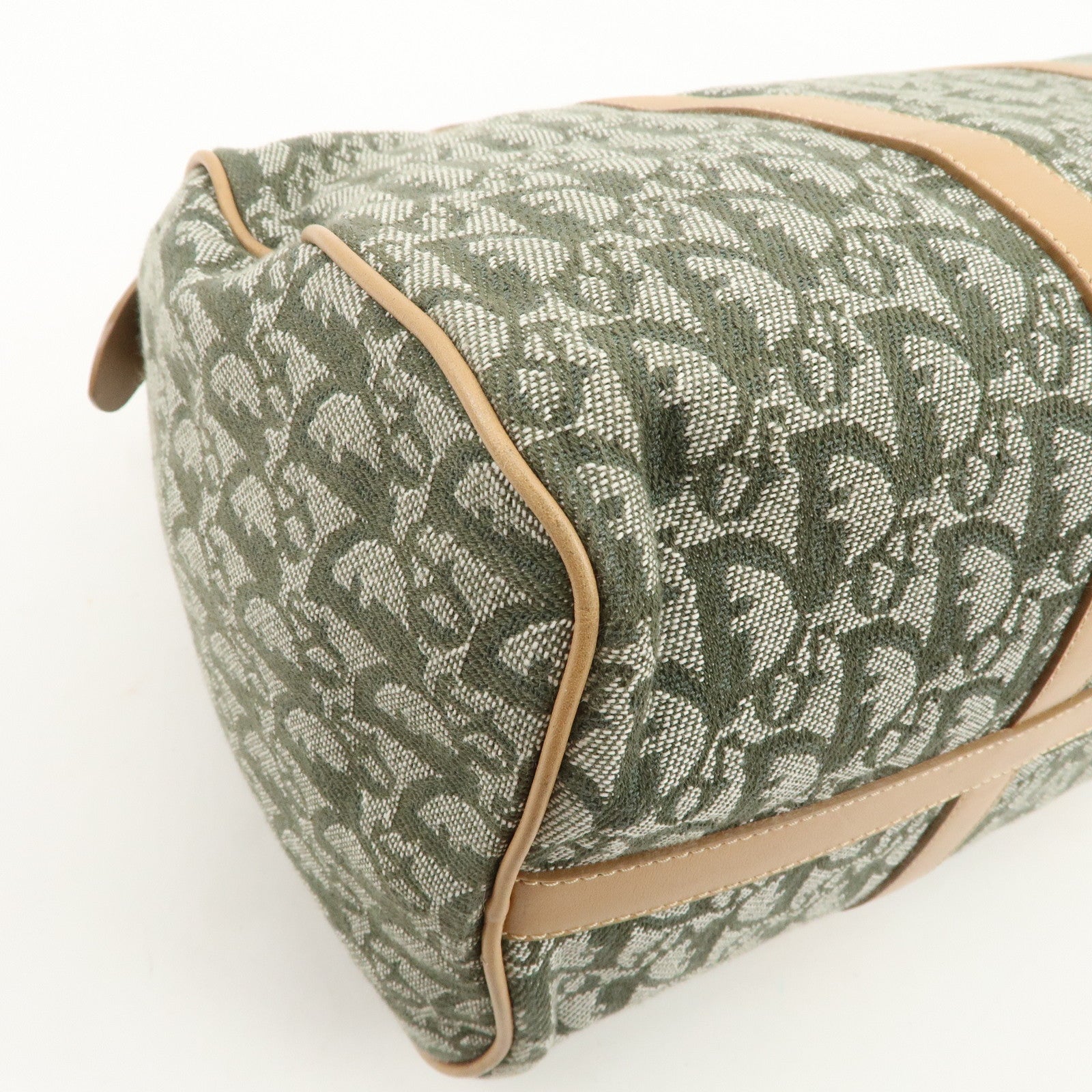 Christian Dior Trotter Canvas Leather Boston Bag Hand Bag Khaki