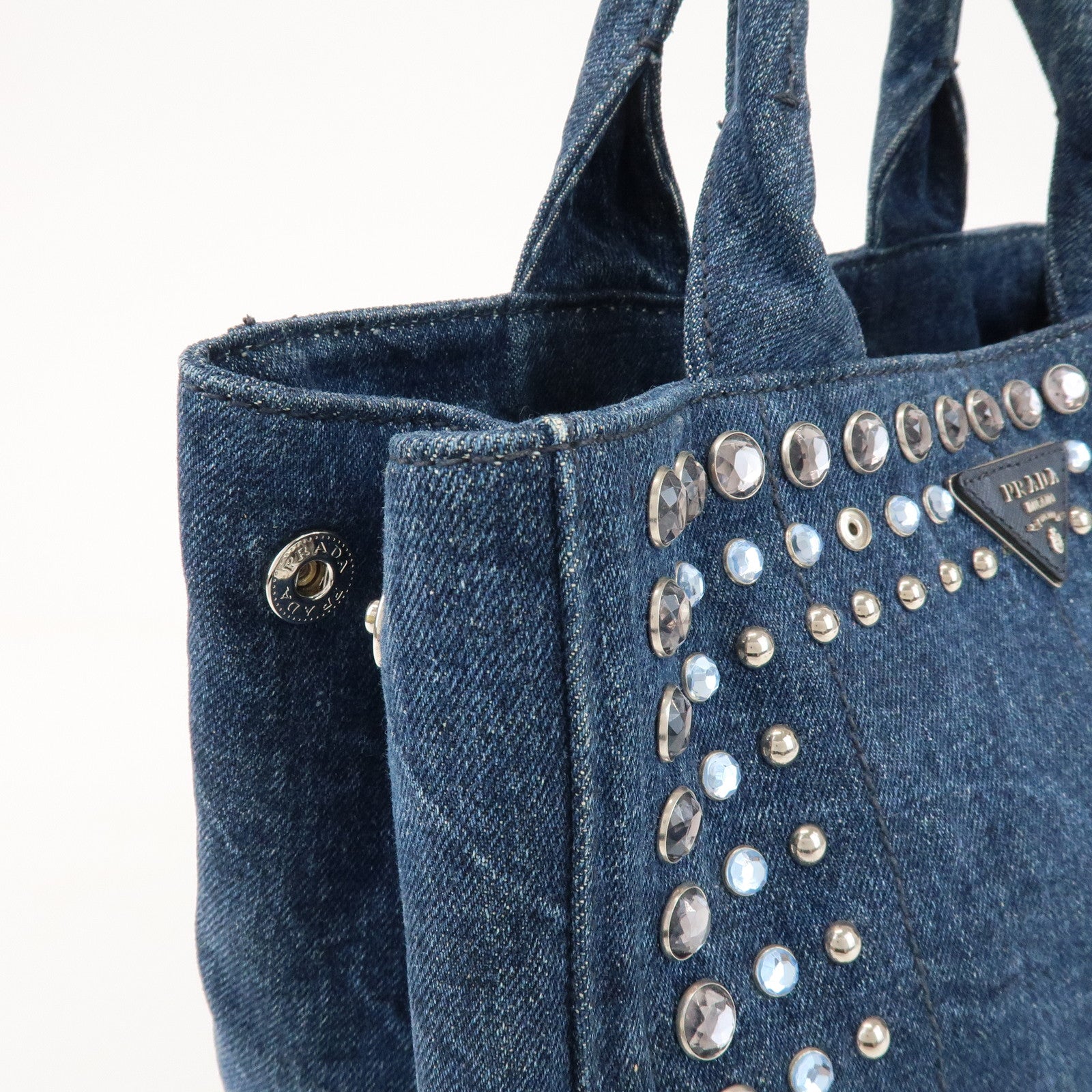 PRADA Canapa Mini 2Way Bag Hand Shoulder Bag Denim Blue B2439G