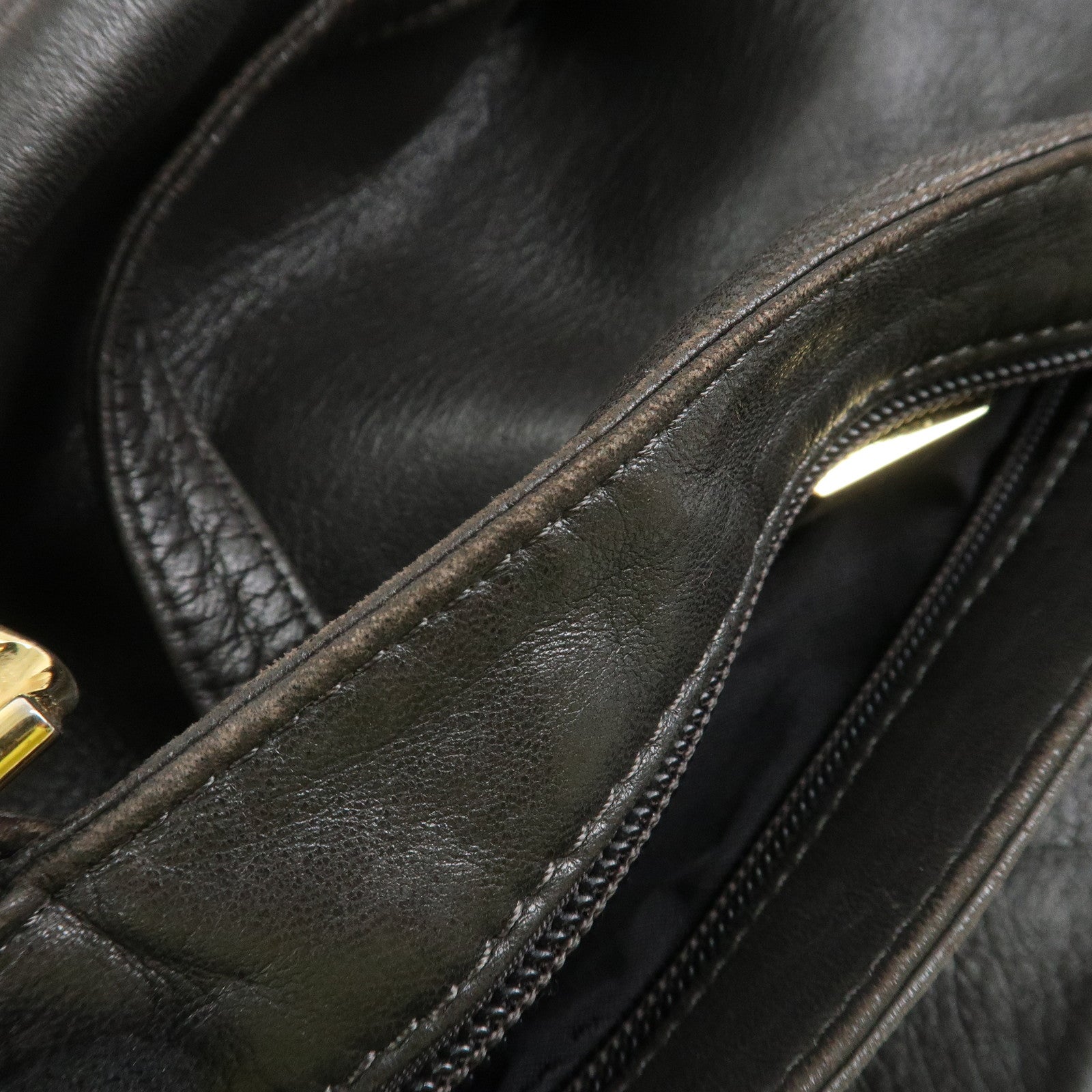 LOEWE Anagram Leather Shoulder Bag Gold Hardware Dark Brown Used