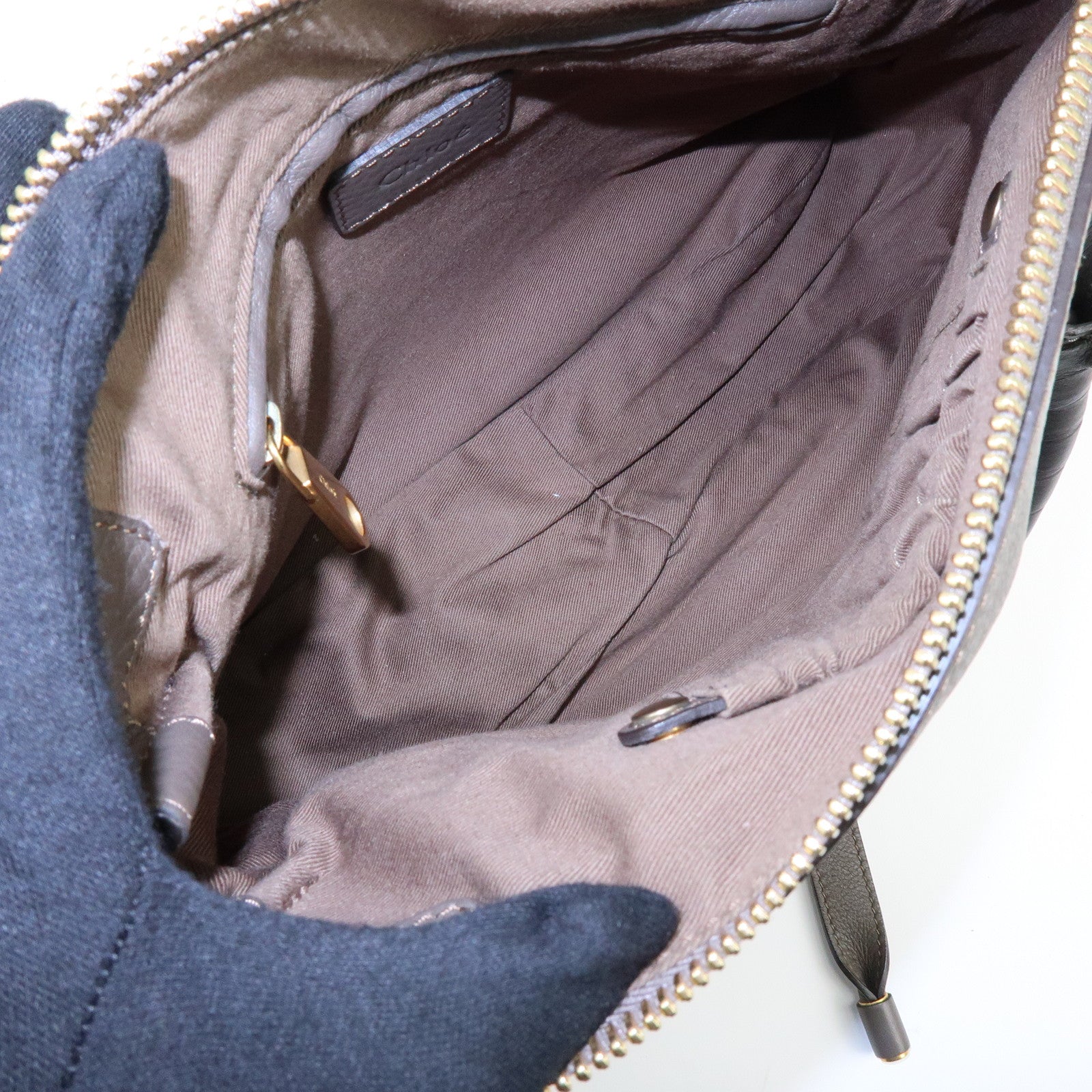 Chloe Marcie Leather 2Way Bag Shoulder Bag Hand Bag Greige