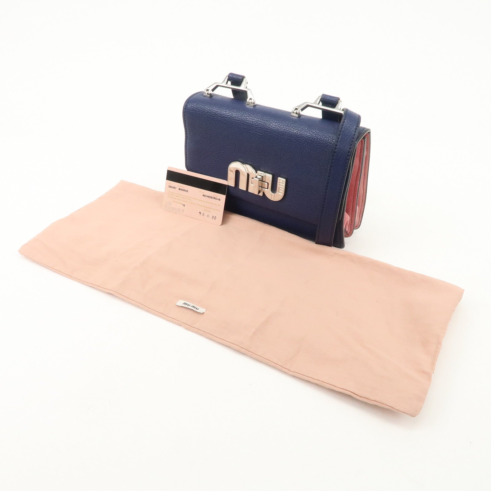 MIU MIU Madras Leather Shoulder Bag Crossbody Bag 5BH087 Used