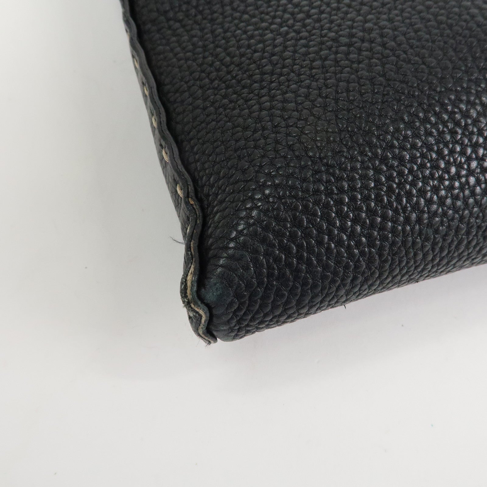 FENDI Selleria Leather Shoulder Bag Crossbody Bag Black 8BT109