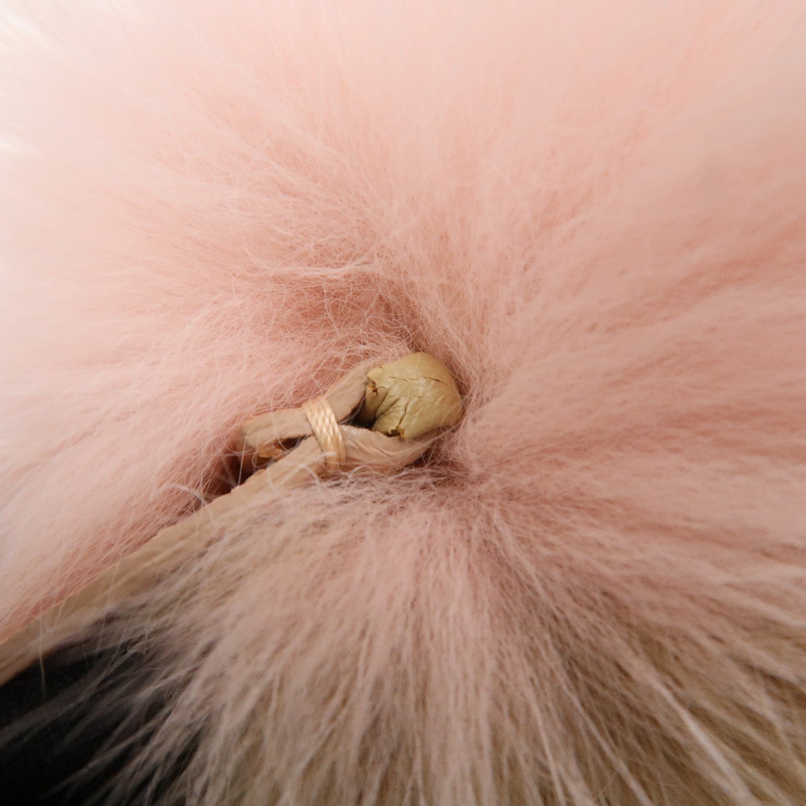 FENDI Pompom Fur Bag Charm Key Ring Brown Pink A7R259
