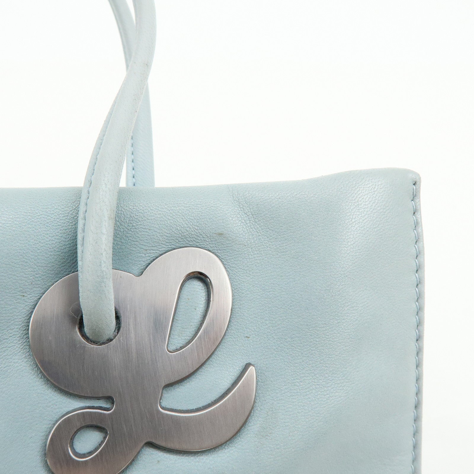LOEWE Nappa Leather Hand Bag Mini Tote Bag Light Blue