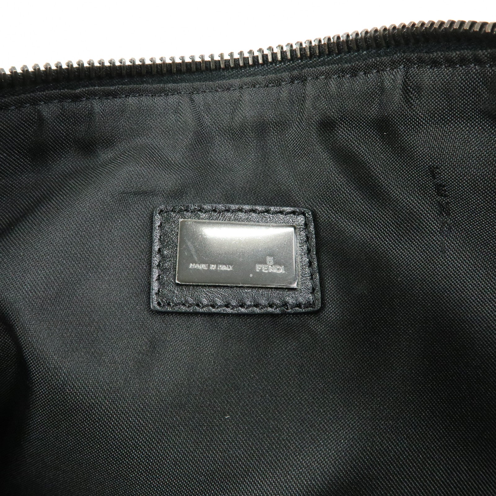 FENDI Zucchino Canvas Leather Hand Bag Brown Black 8BR1440