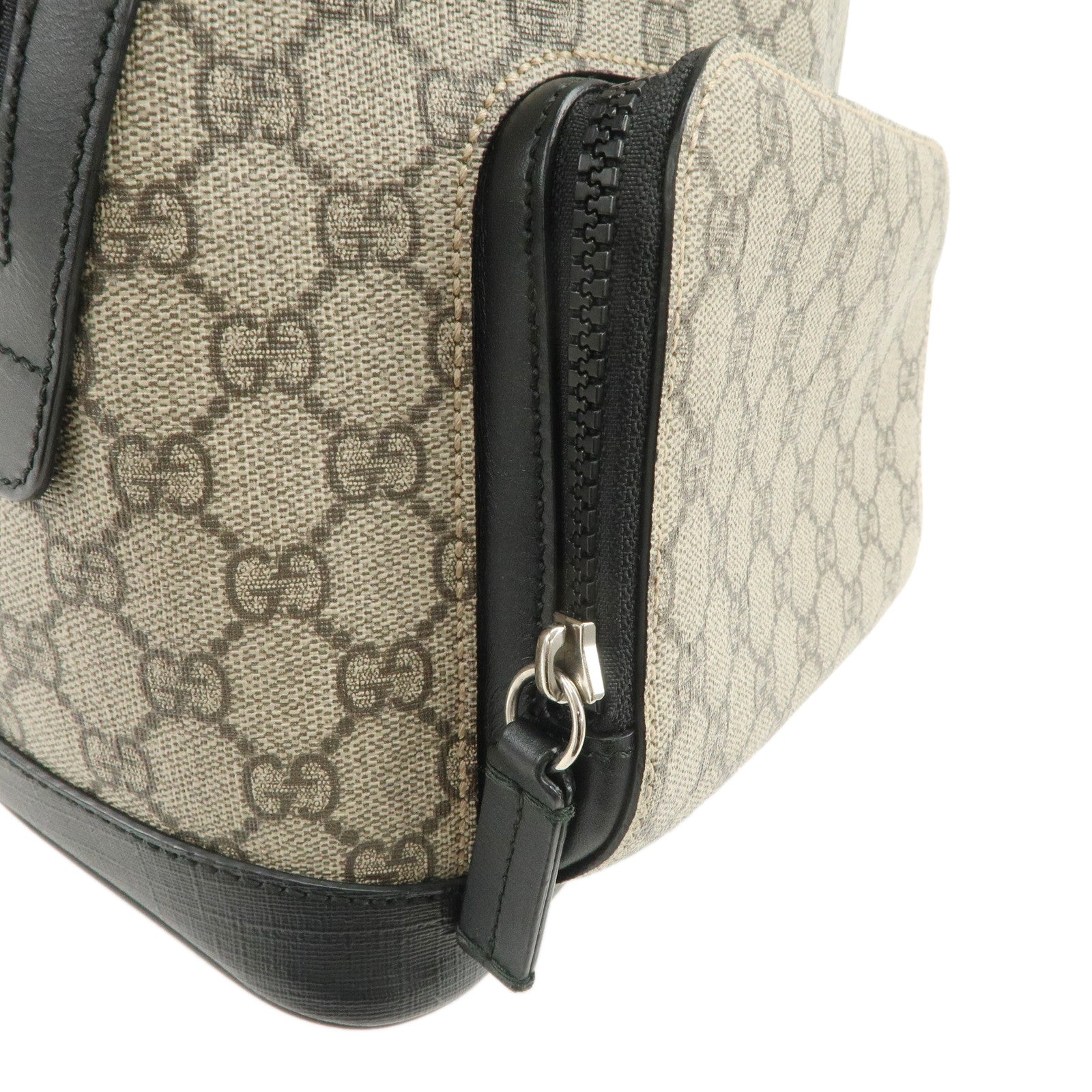 GUCCI GG Supreme Nylon Leather Backpack Rucksack Beige Black 429020