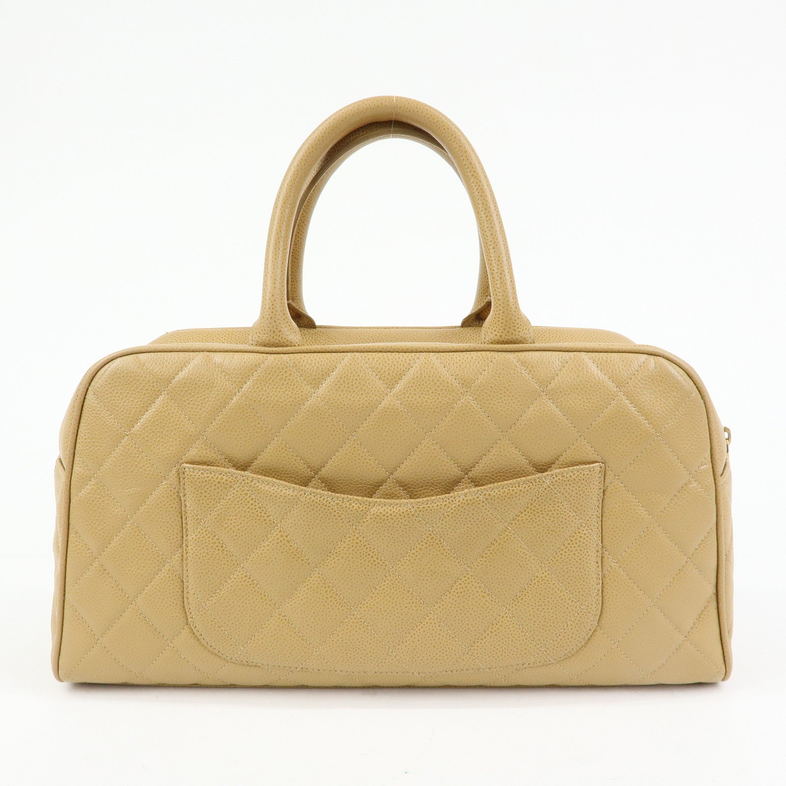 CHANEL COCO Mark Caviarskin Boston Bag Hand Bag Beige