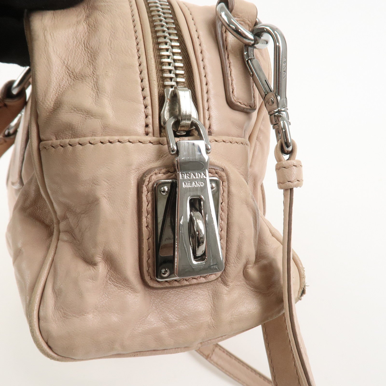 PRADA Nappa Leather 2Way Bag Hand Bag Shoulder Bag Light Pink