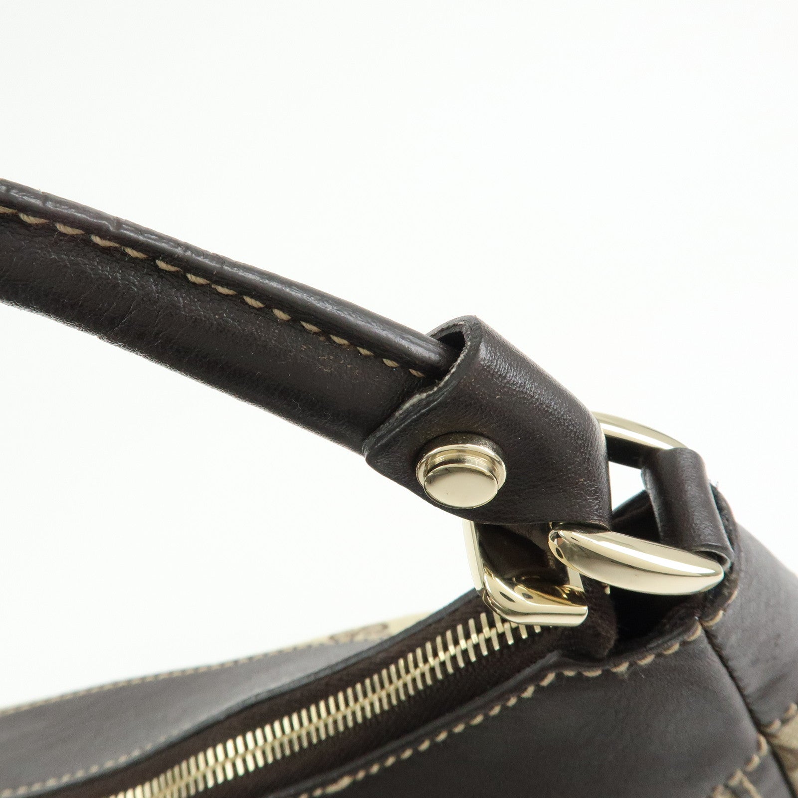 GUCCI Abbey GG Canvas Leather Shoulder Bag Hand Bag Brown 189833