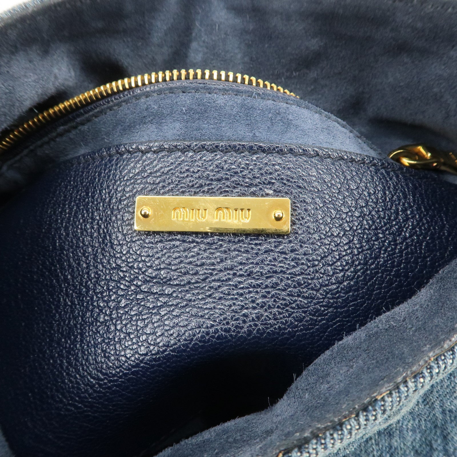 MIU MIU Madras Leather Denim 2Way Bag Hand Bag Shoulder Bag RR1951