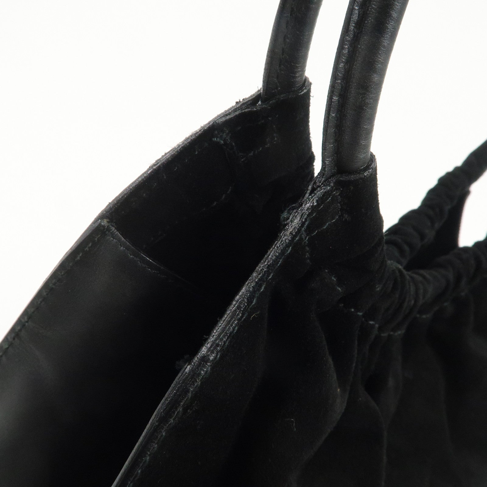 GUCCI Logo Suede Leather Shoulder Bag Hand Bag Black 001・4332