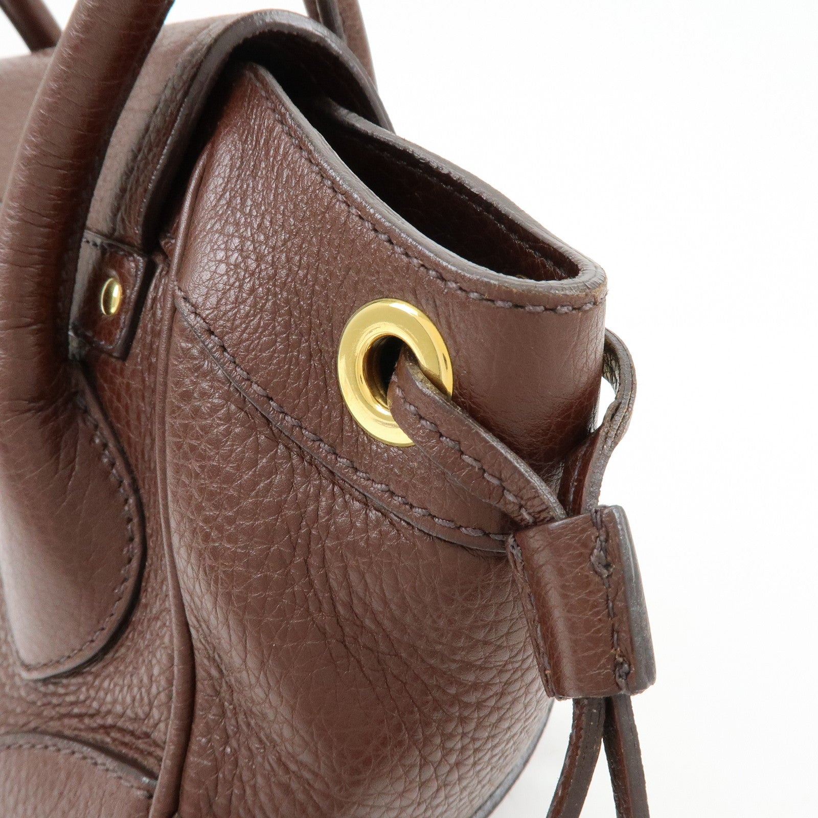 PRADA Vitello Daino Leather Hand Bag Shoulder Bag Brown BR3207