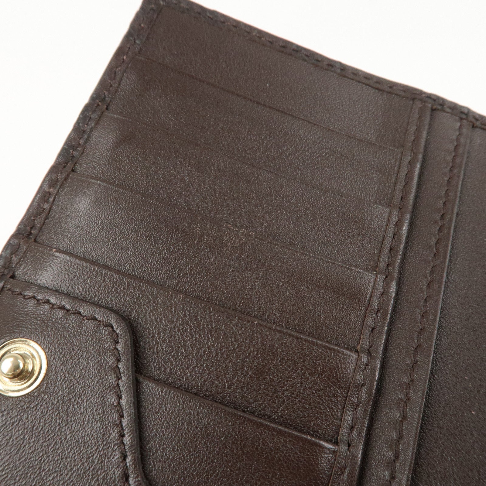 GUCCI Guccissima Leather Metal Bar Bi-fold Long Wallet Brown 244946 Used