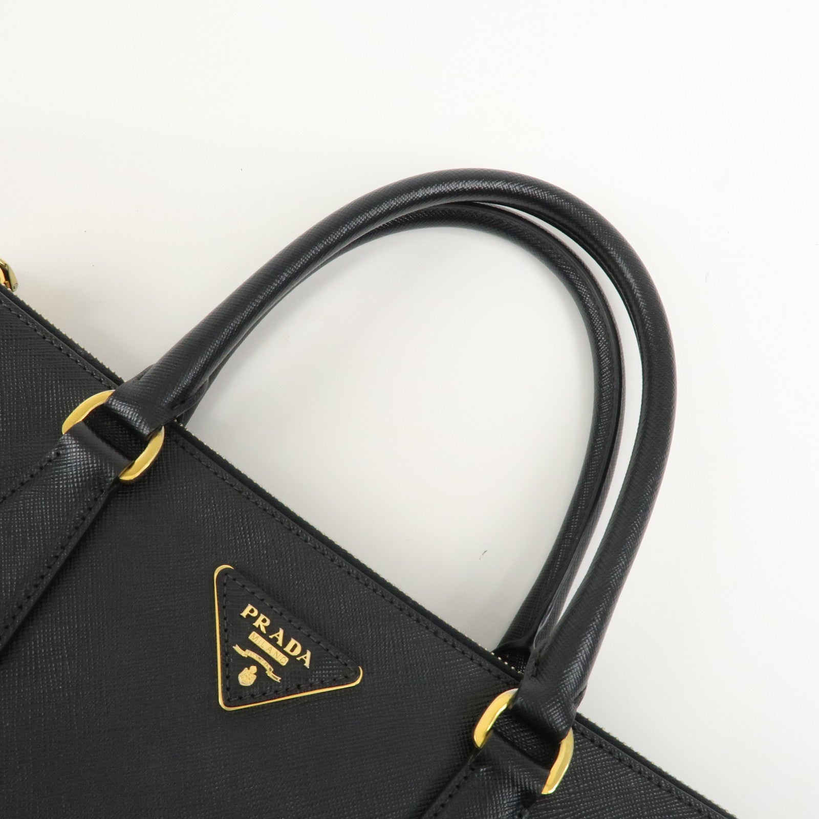 PRADA Triangle Logo Galleria Saffiano Leather 2Way Bag Black 1BA274