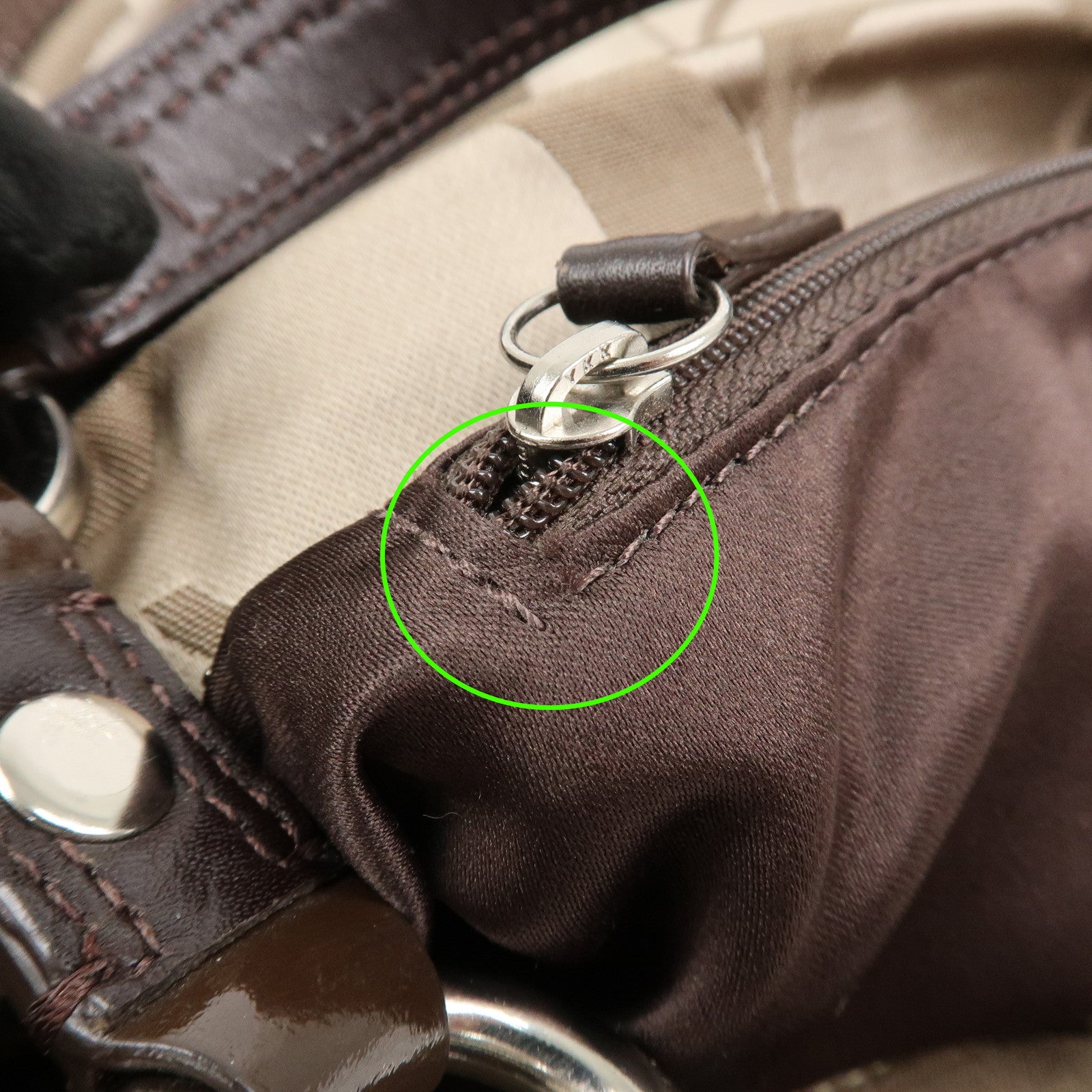 COACH Leather Satin Shoulder Bag Beige Brown F15250