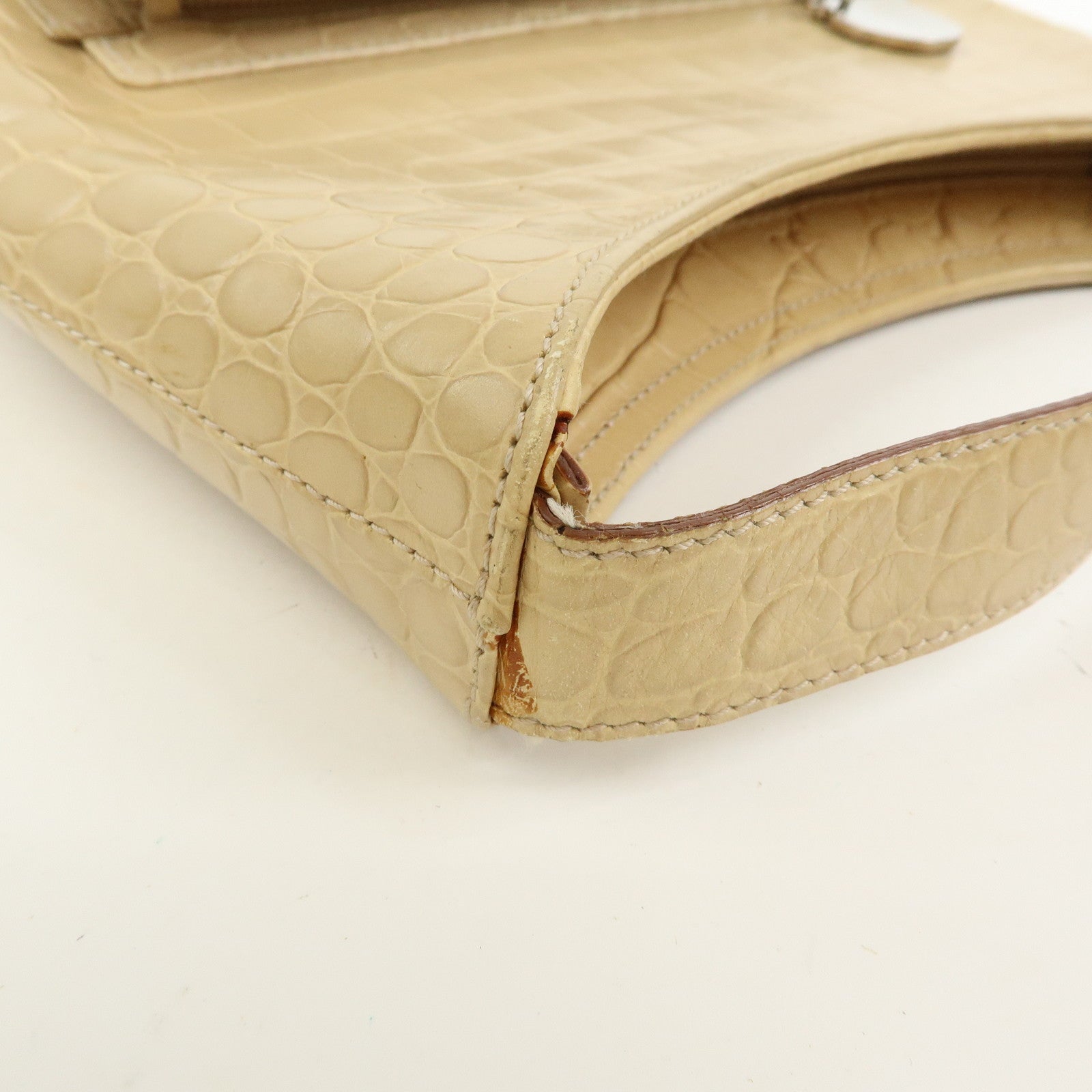 Ferragamo Gancini Embossed Leather Shoulder Bag Beige