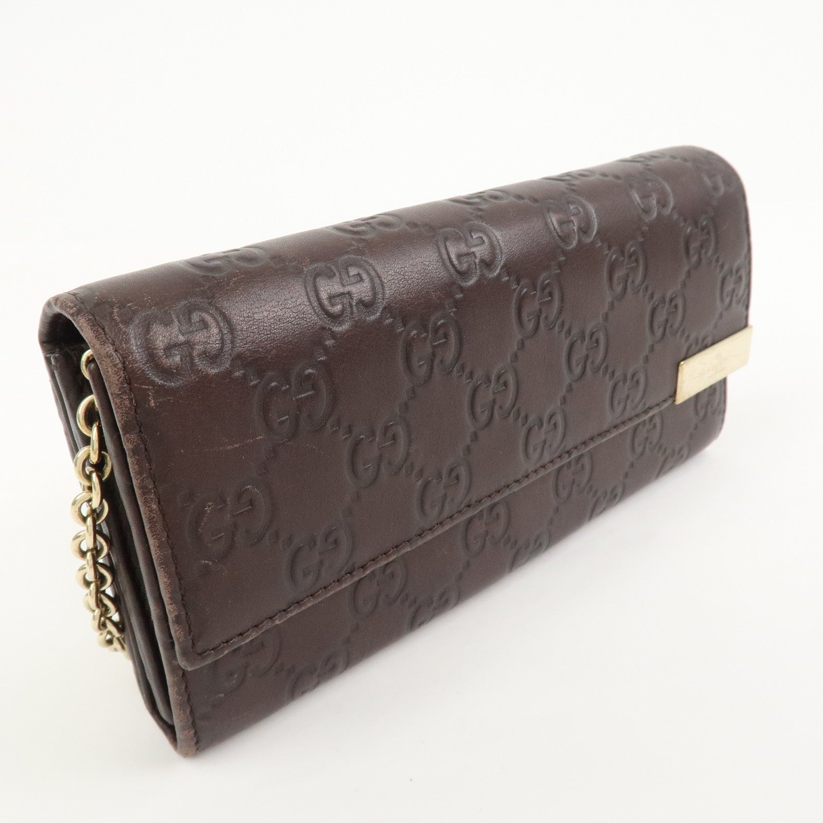 GUCCI Guccissima Leather Chain Strap Long Wallet Hand Bag 269541