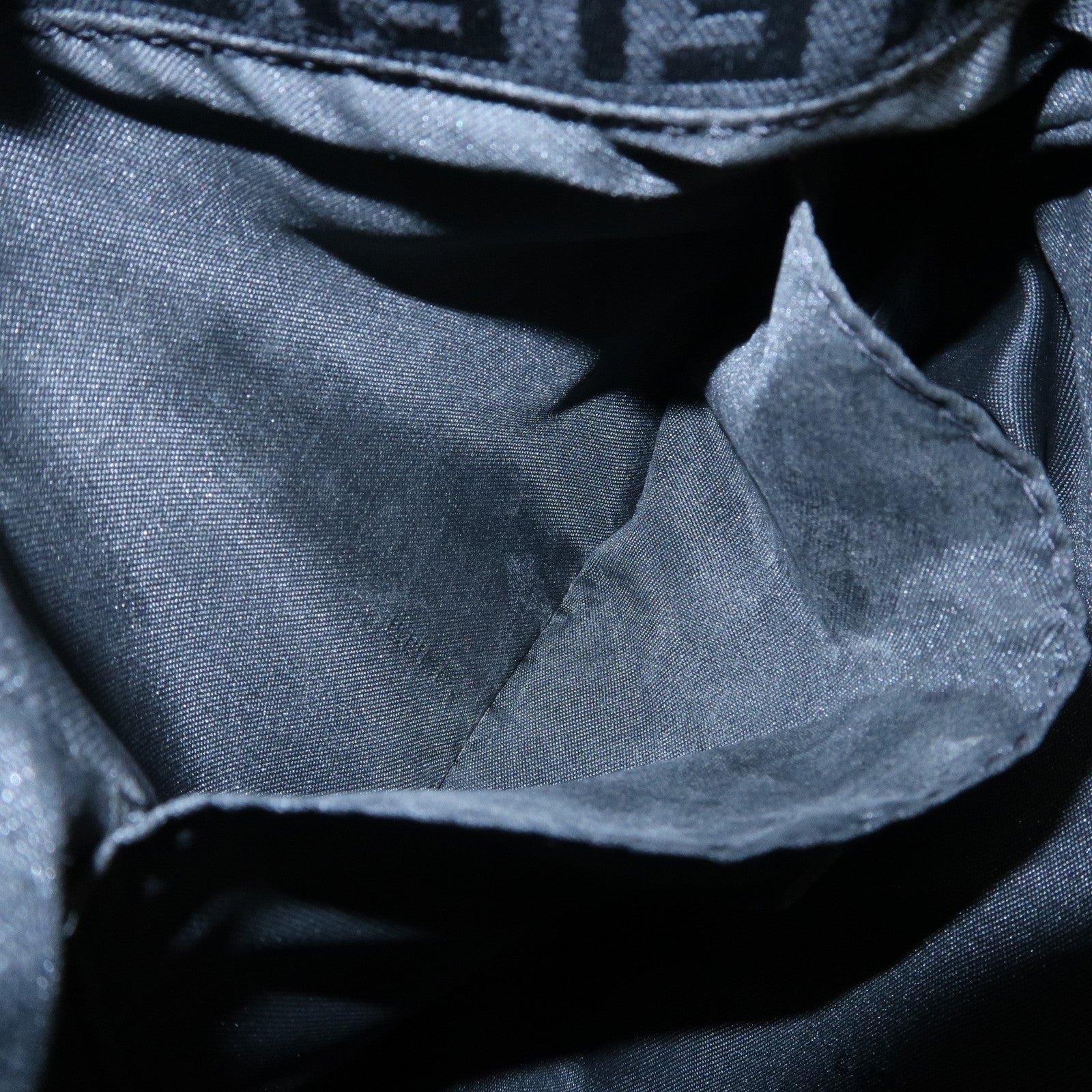 FENDI Zucchino Canvas Leather Shoulder Bag Dark Brown 8BT075 Used