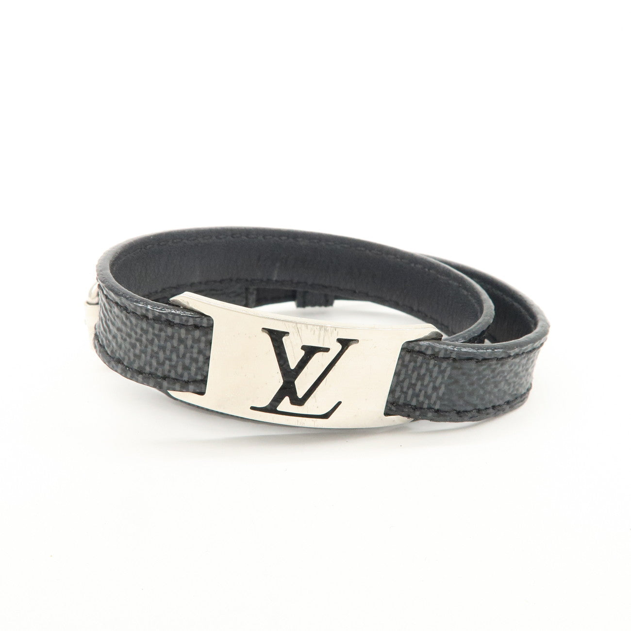 Louis Vuitton Damier Glaphite Bracelet Sign It Black Silver M6616E