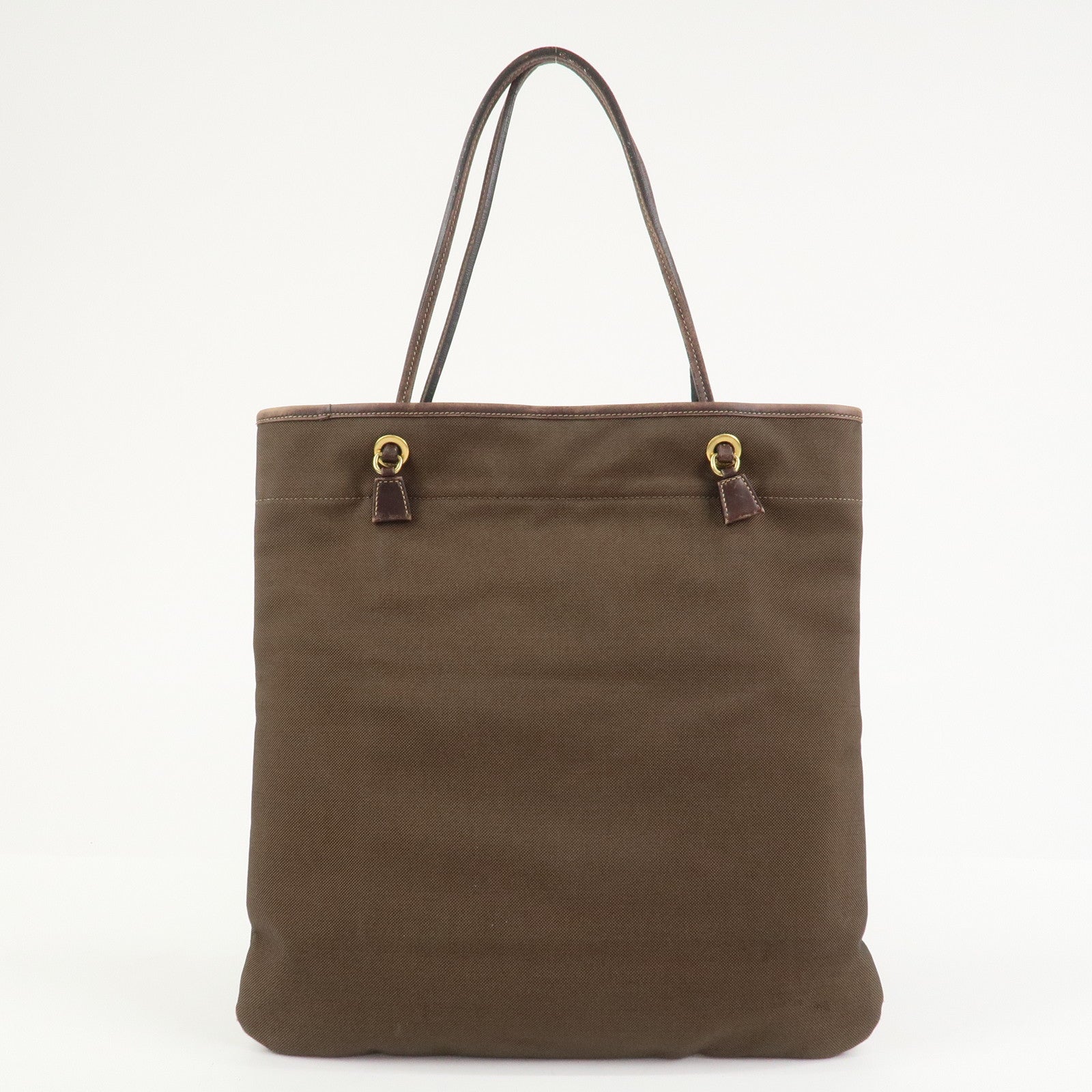 PRADA Jacauard Canvas Leather Tote Bag Shoulder Bag Brown BR3579