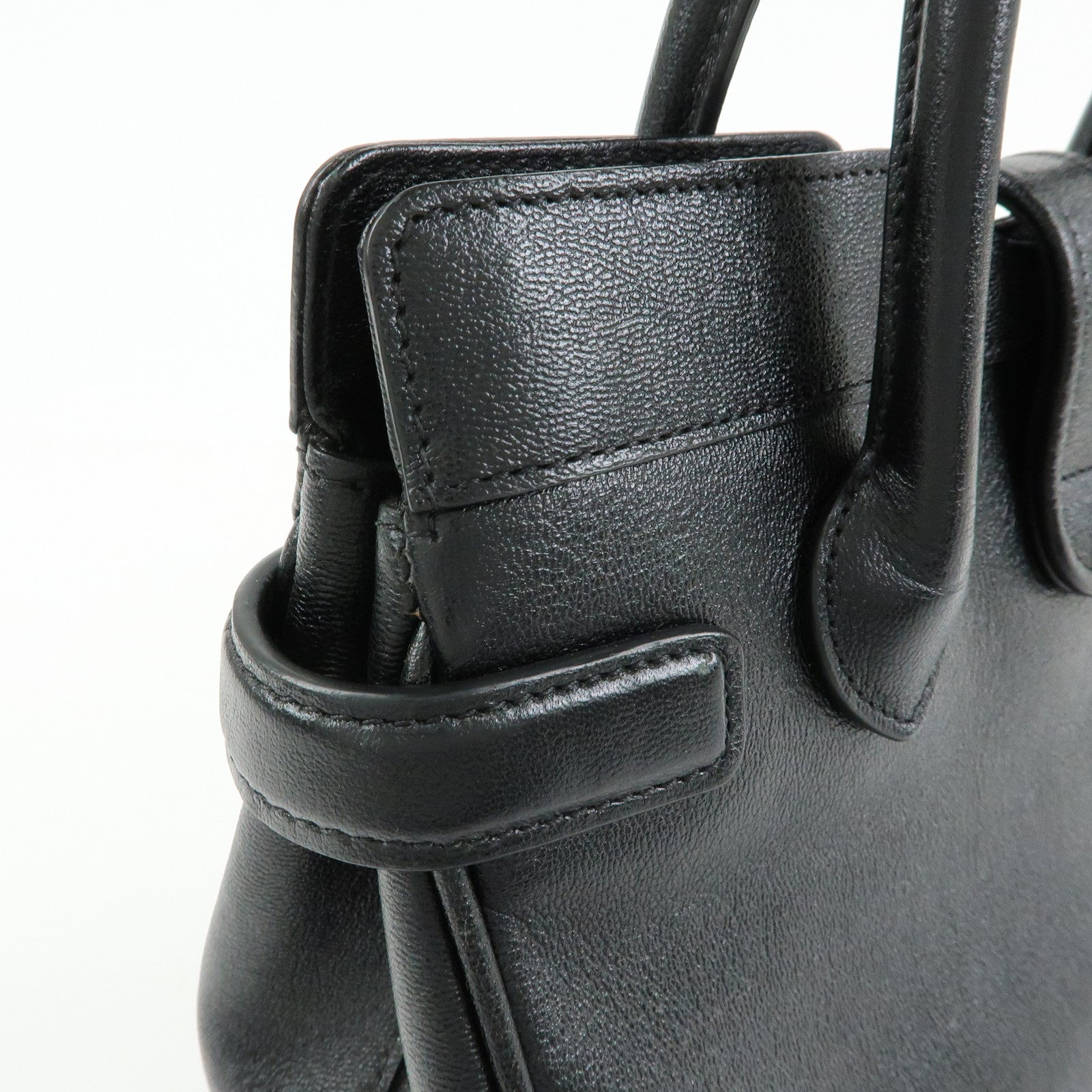 GUCCI GG Marmont Top Handle Leather 2Way Bag Hand Bag Black 658450