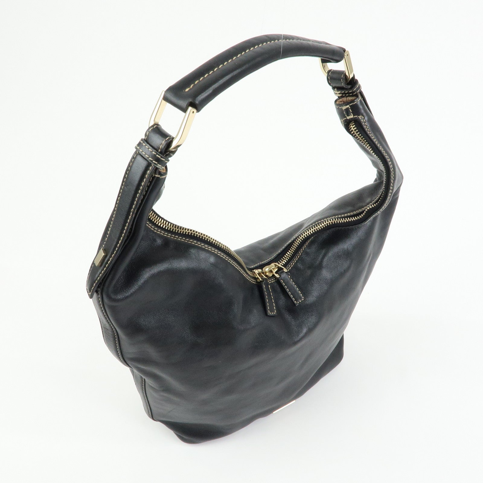 GUCCI Leather Shoulder Bag Hand Bag Black 73885