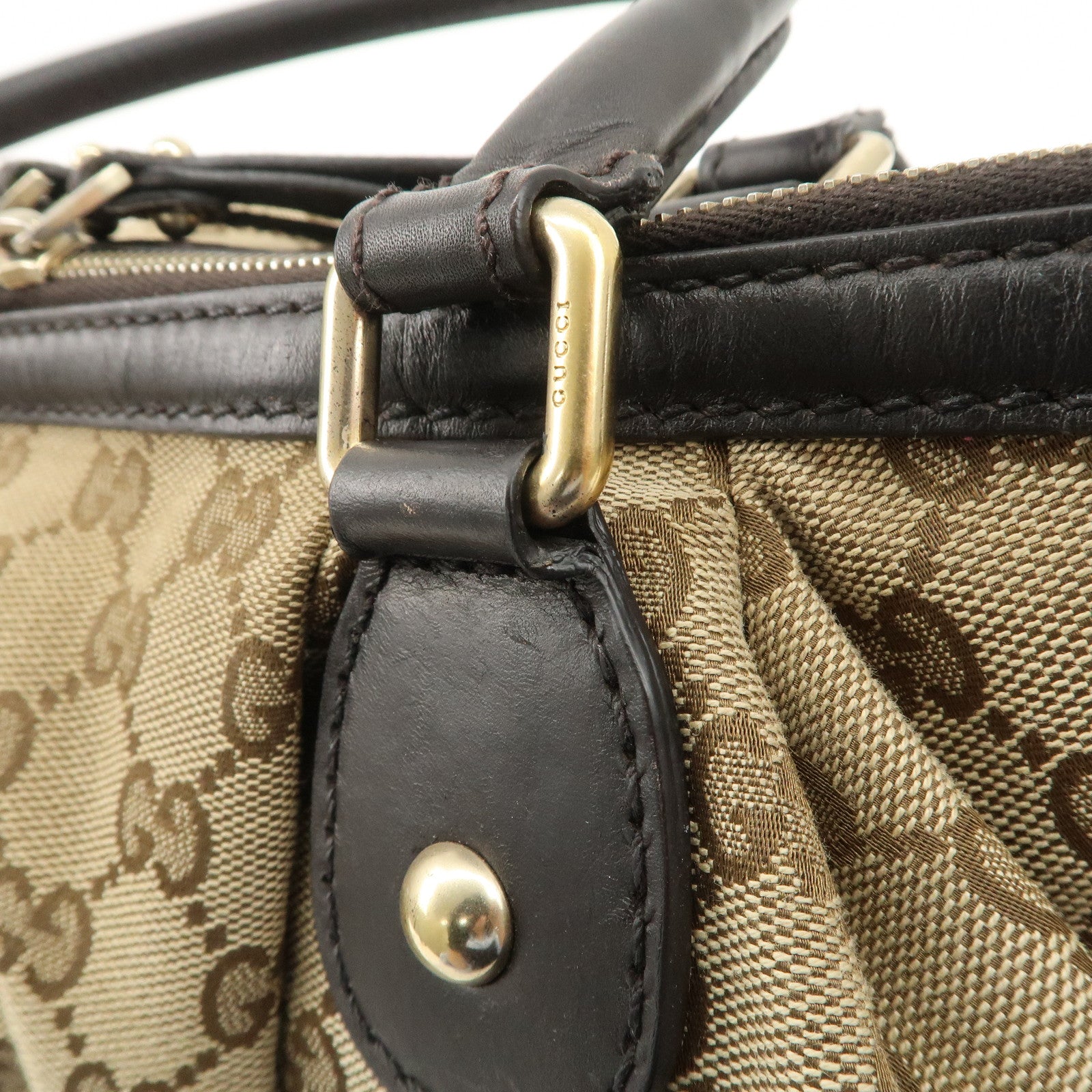 GUCCI Sukey GG Canvas Leather 2Way Tote Bag Beige Dark Brown 285730 Used