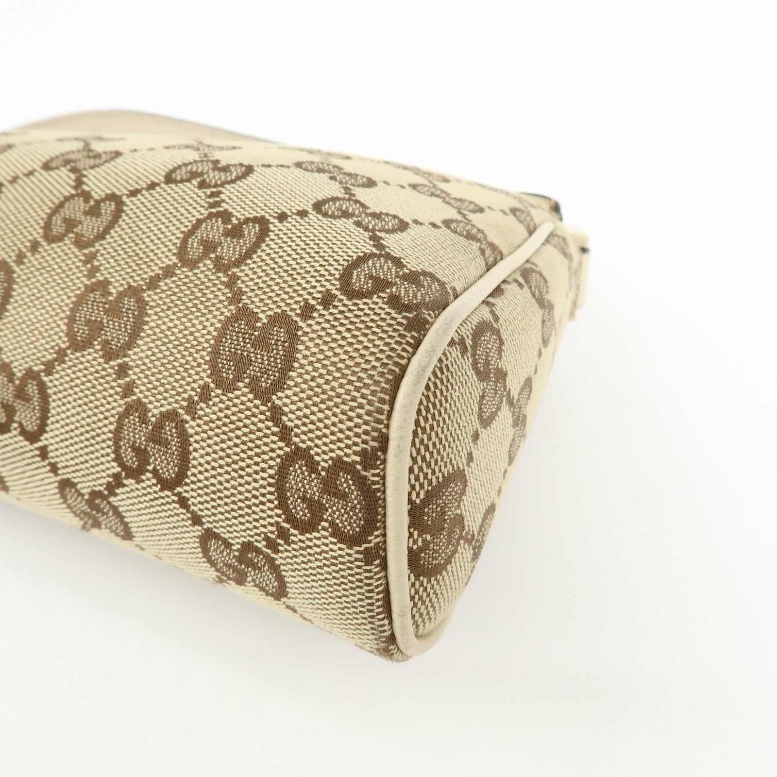 GUCCI GG Canvas Leather Hand Bag Beige Ivory 145750