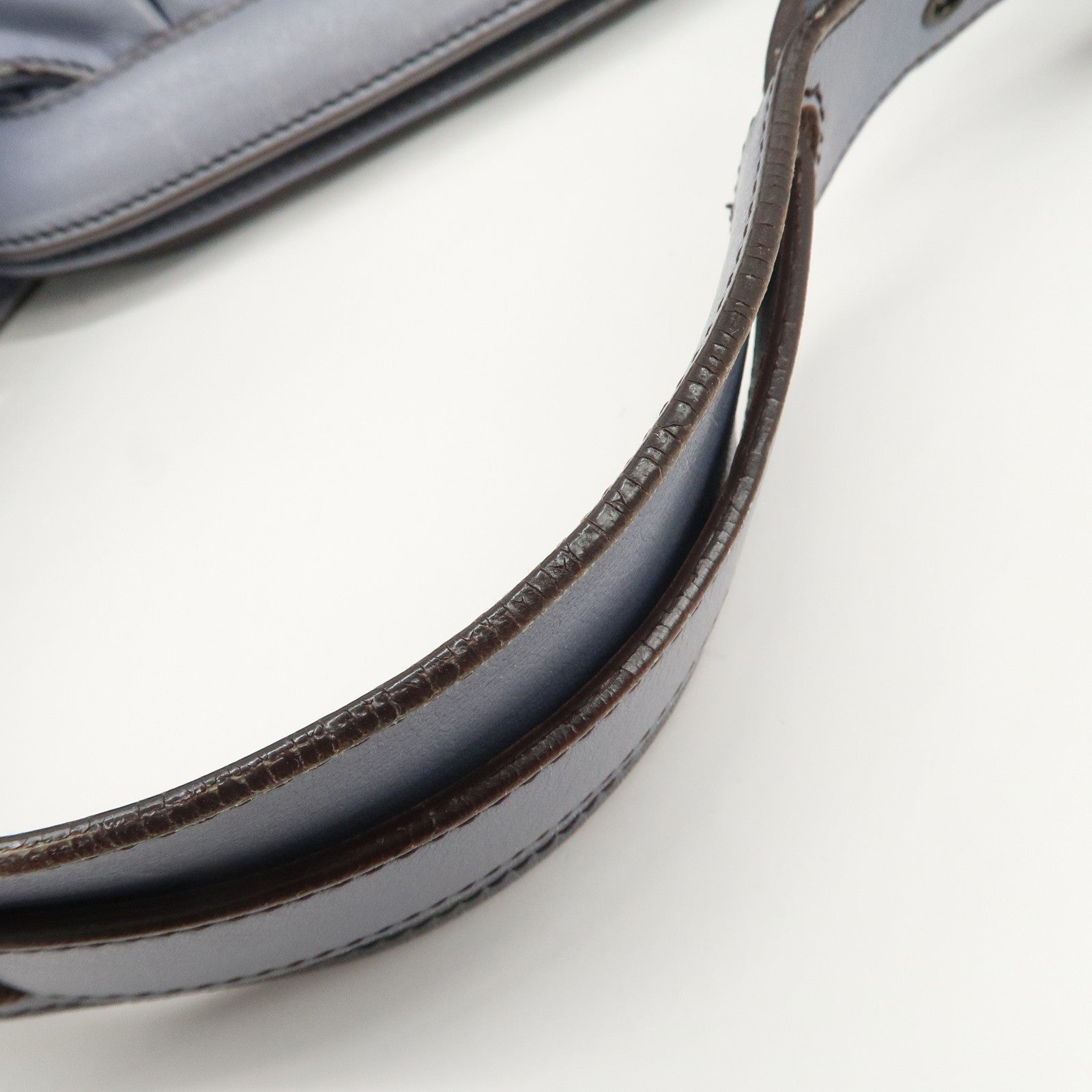 FENDI Leather Shoulder Bag Hand Bag Blue Gold HDW Used