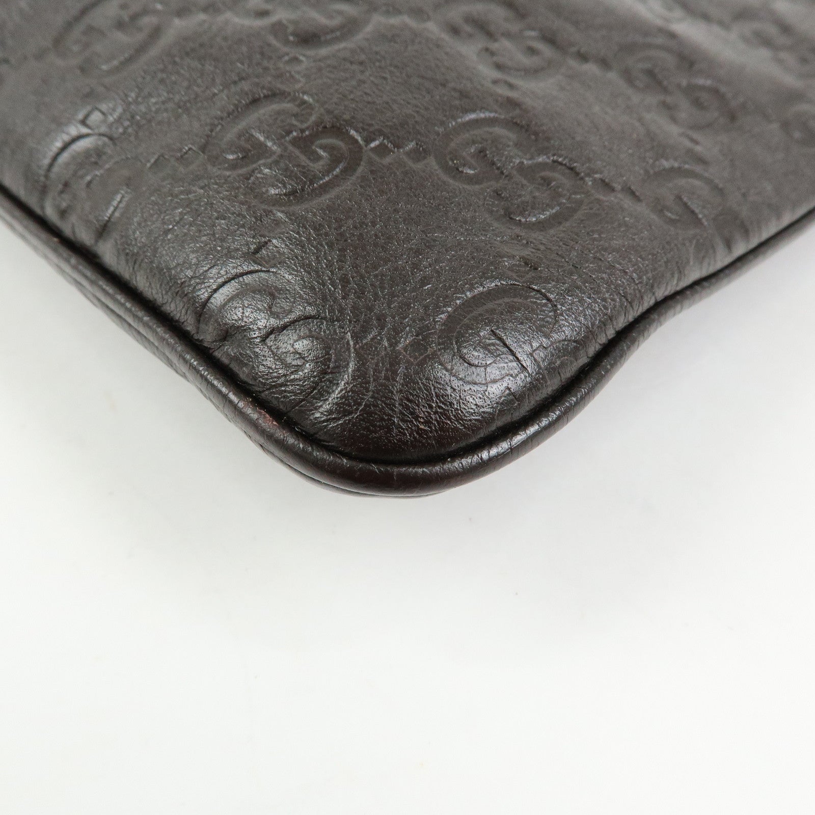 GUCCI Guccissima Leather Shoulder Bag Crossbody Bag Dark Brown