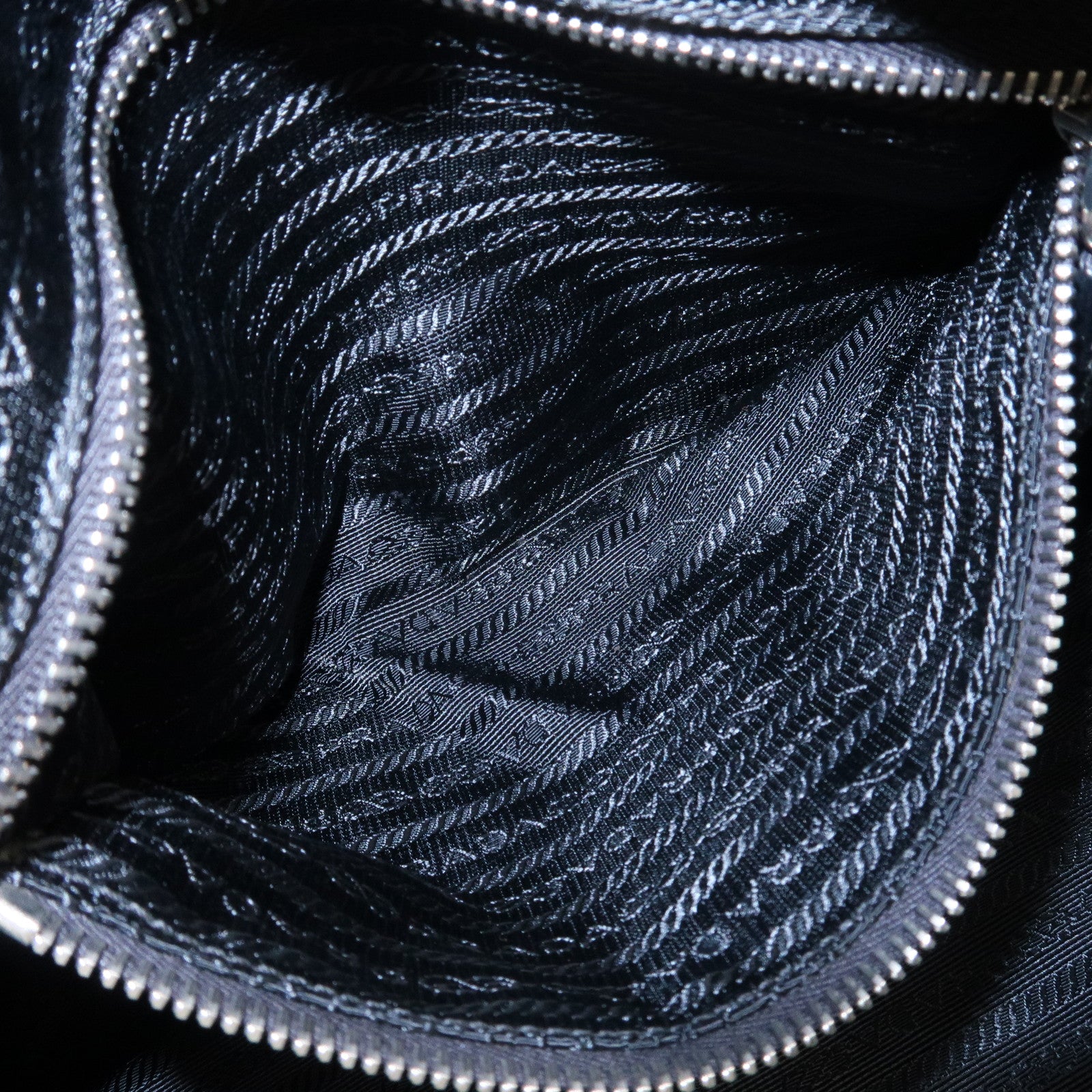 PRADA Triangle Logo Nylon Saffiano Leather Tote Shoulder Bag Black