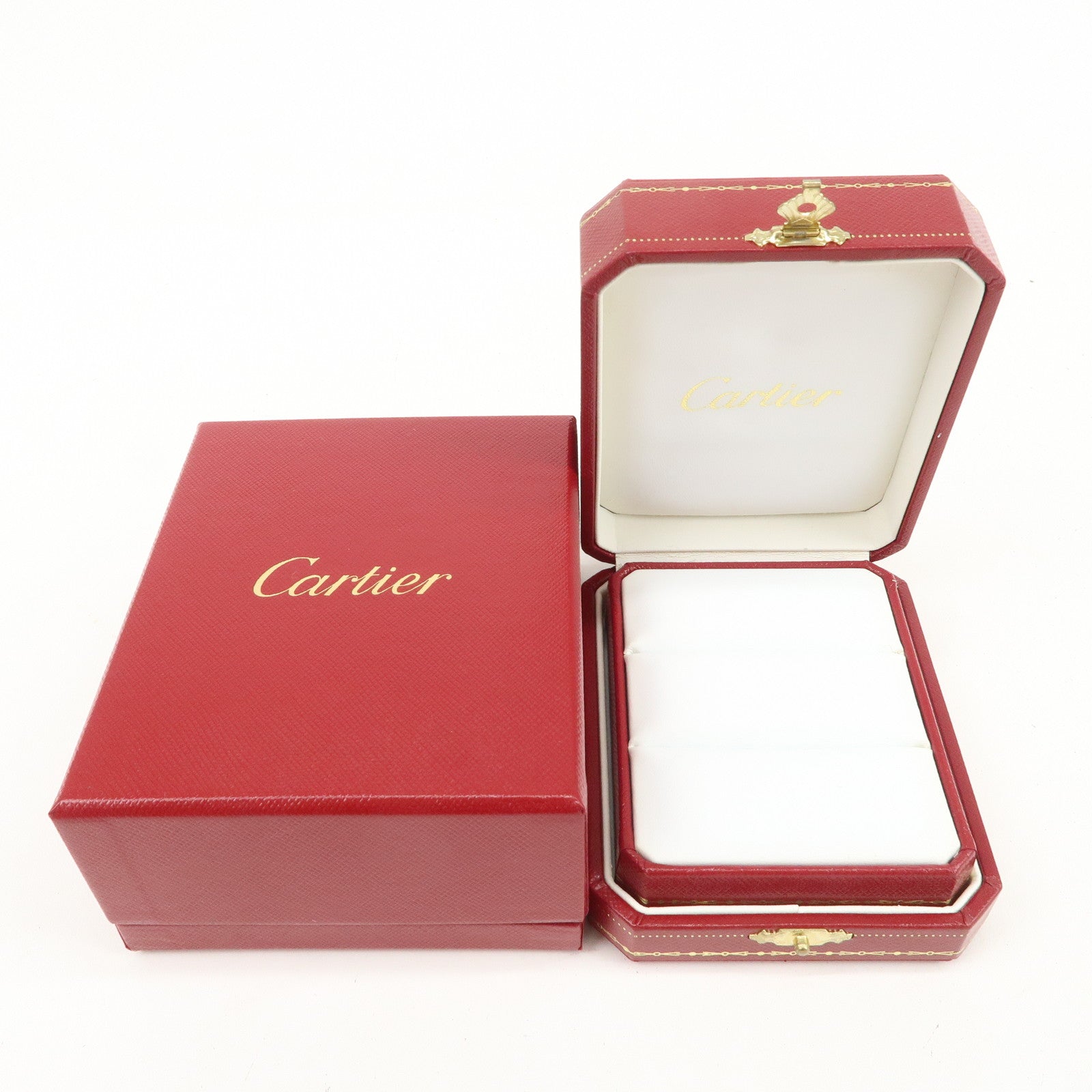 Cartier Set of 3 Jewelry Boxes Pair Ring Boxes Red Gold