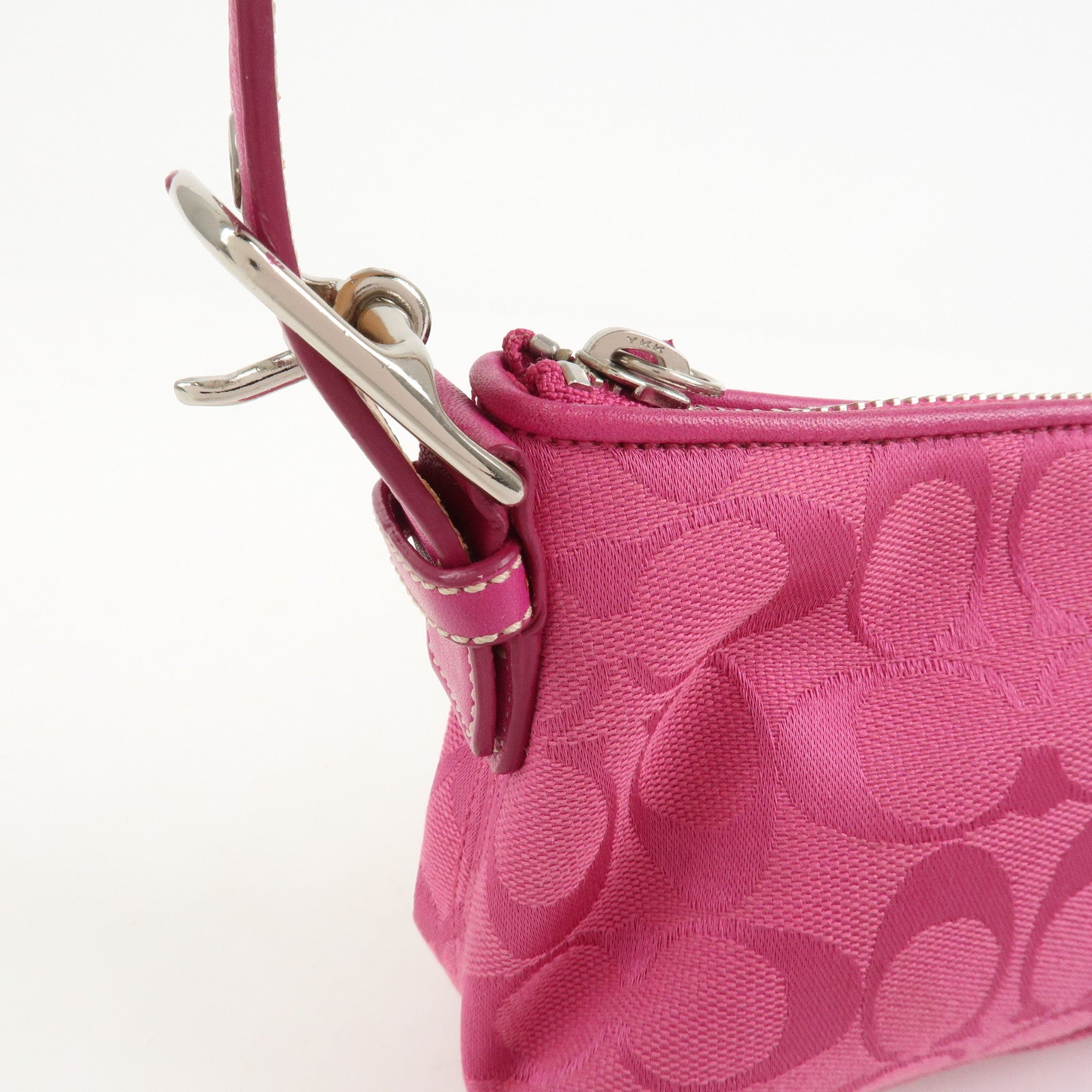 COACH Signature Logo Canvas Leather Shoulder Bag Hand Bag Pink