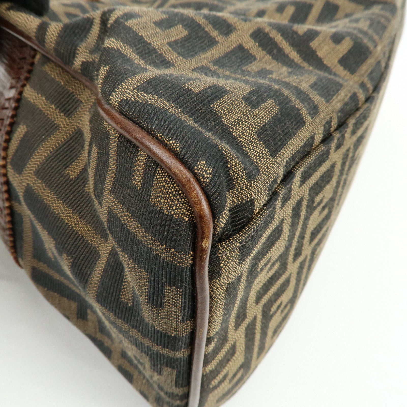 FENDI Zucca Ethnico Canvas Leather Tote Bag Shoulder Bag 8BN162