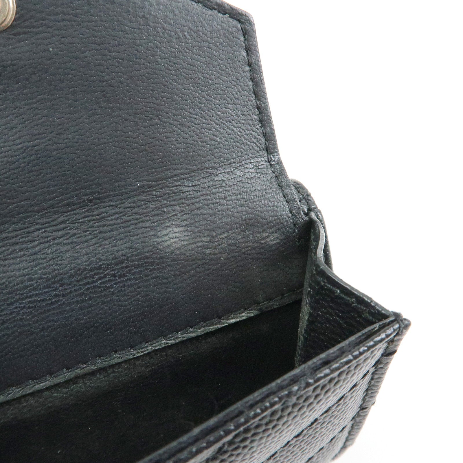 SAINT LAURENT PARIS Cassandre Leather Compact Wallet Black 505118