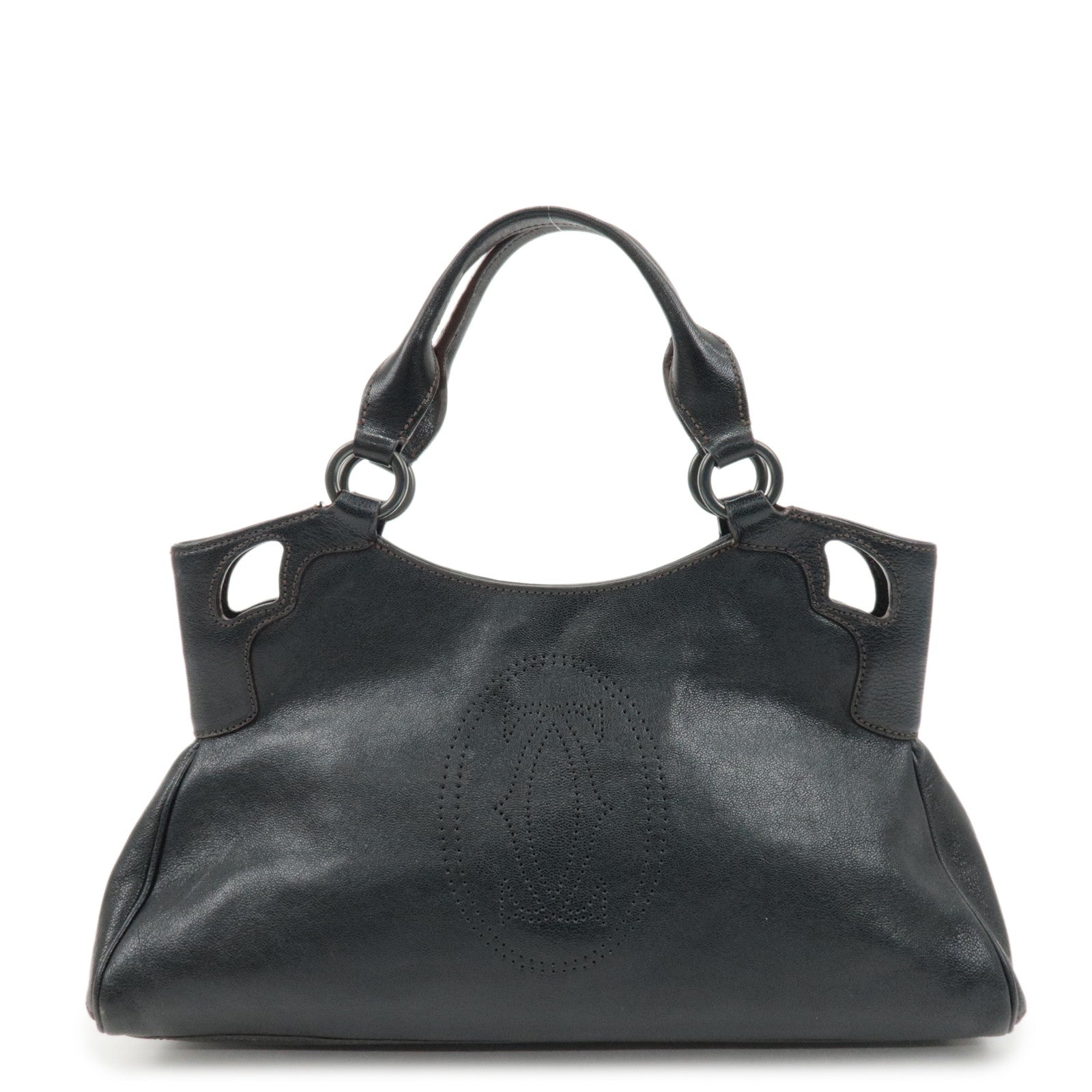 Cartier Must Line Leather Marcello Hand Bag Black Used