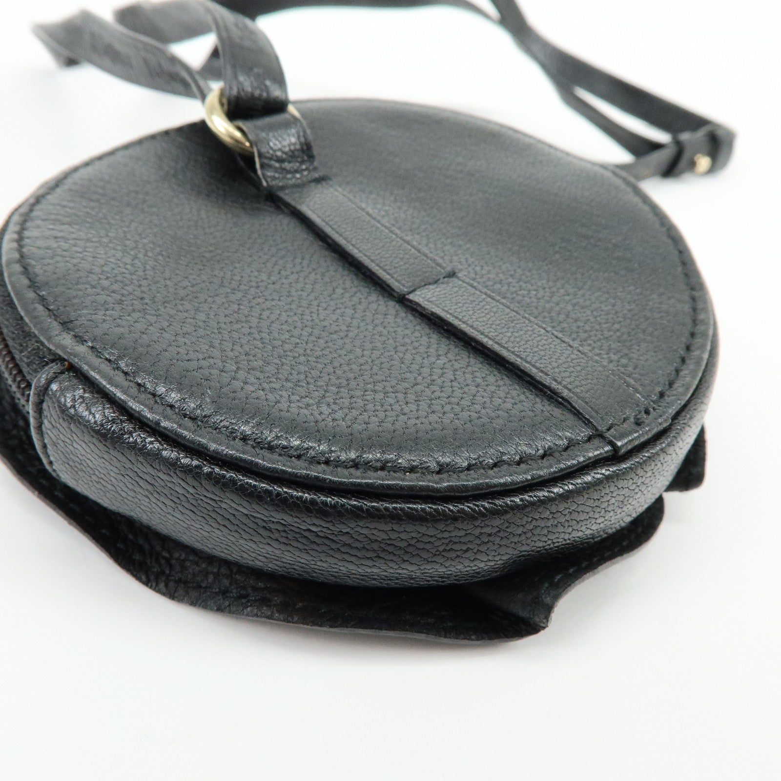 SAINT RAURENT PARIS Nadja Leather Shoulder Pouch Flower Motif Black