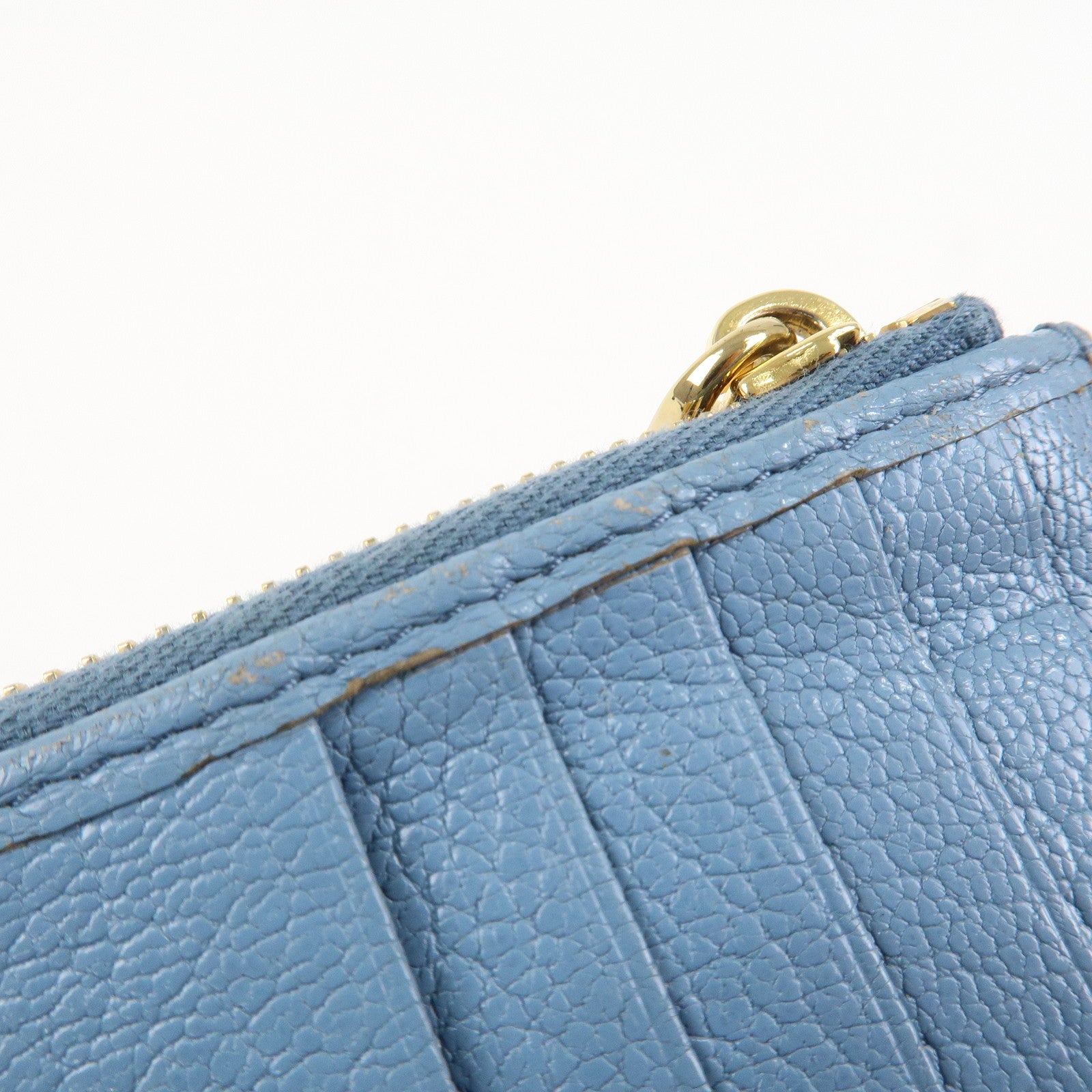 MIU MIU Leather Fragment Case Card Case Light Blue 5MB060 Used