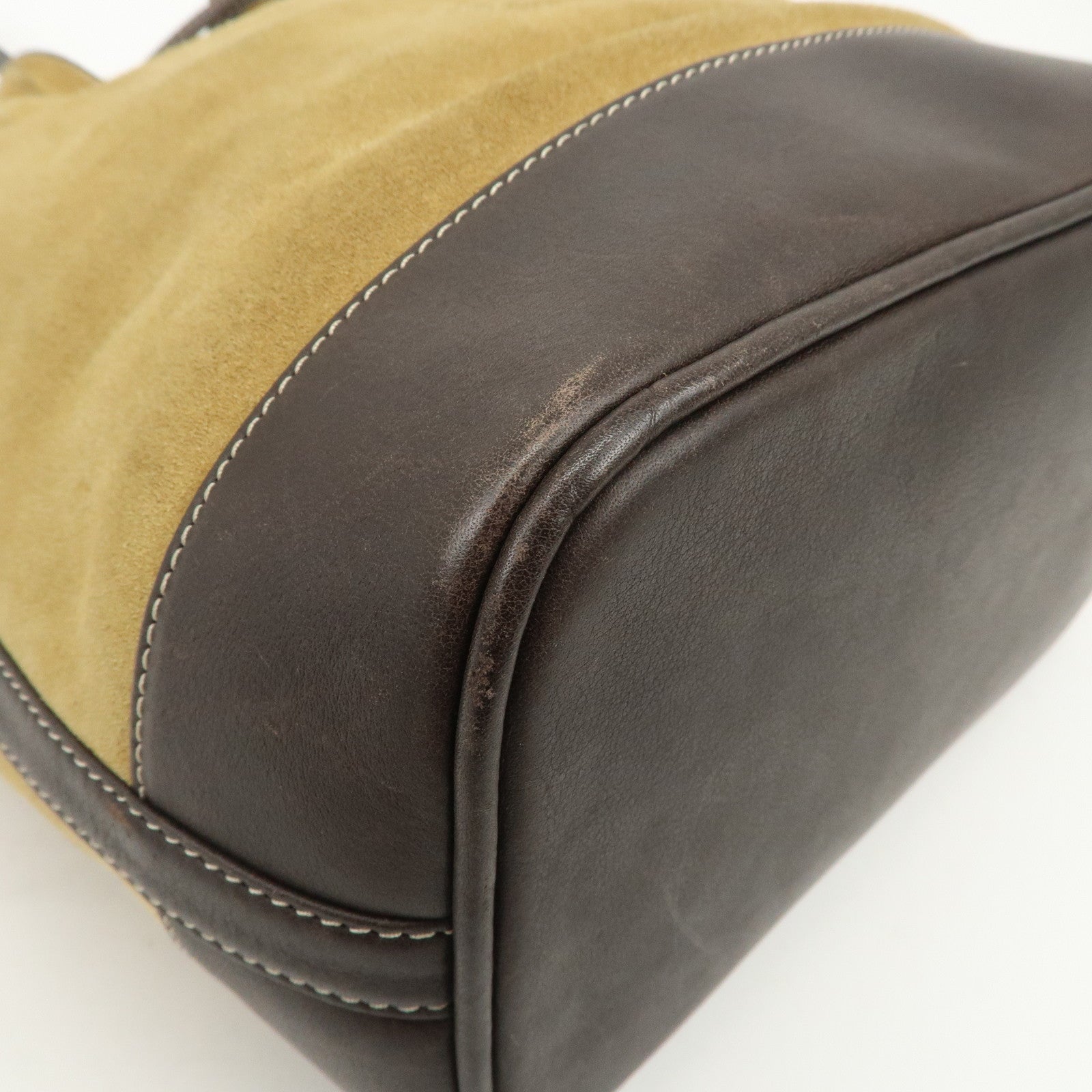 LOEWE Anagram Logo Suede Leather Shoulder Bag Brown