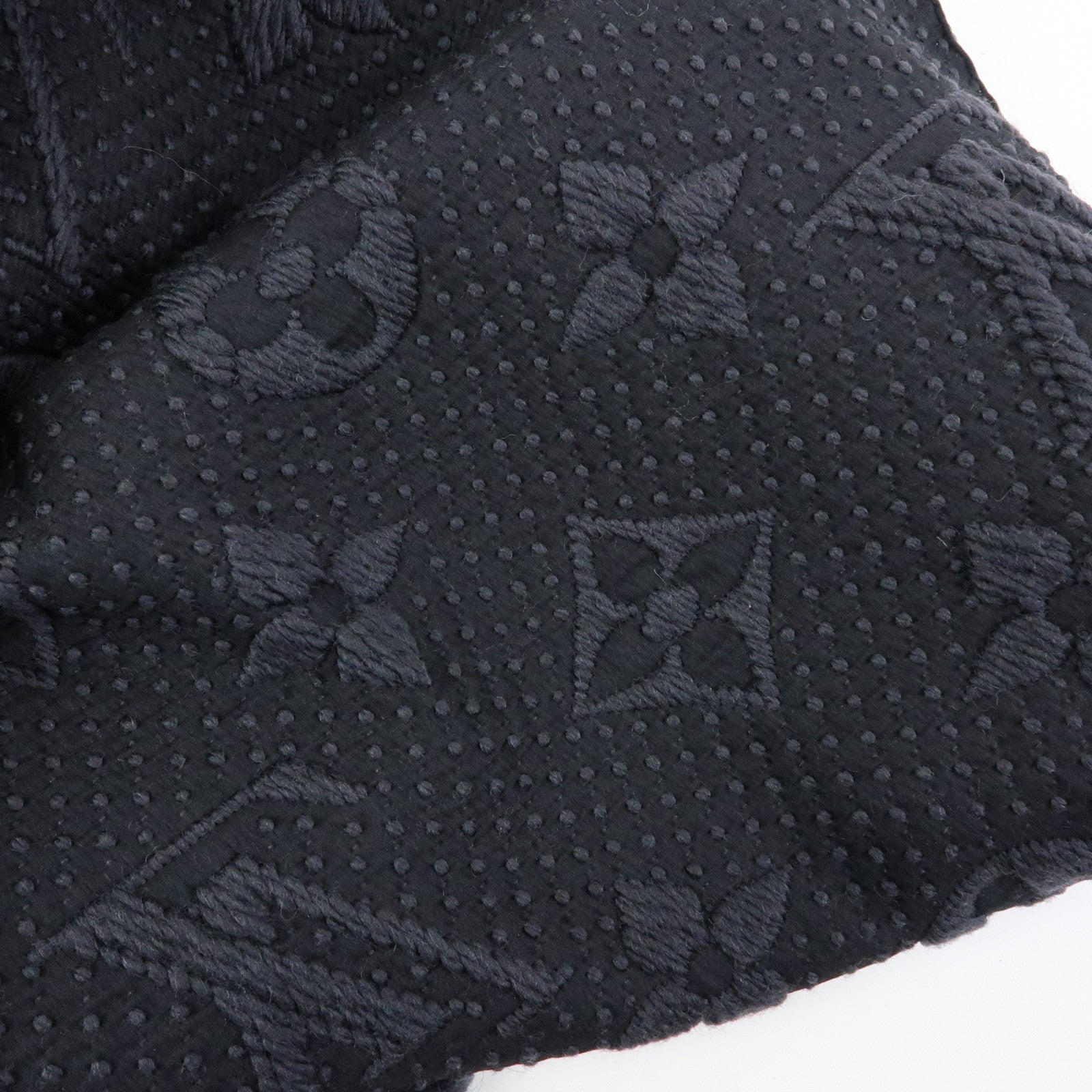 Louis Vuitton Echarpe Logo Mania Wool Silk Scarf Black M72431