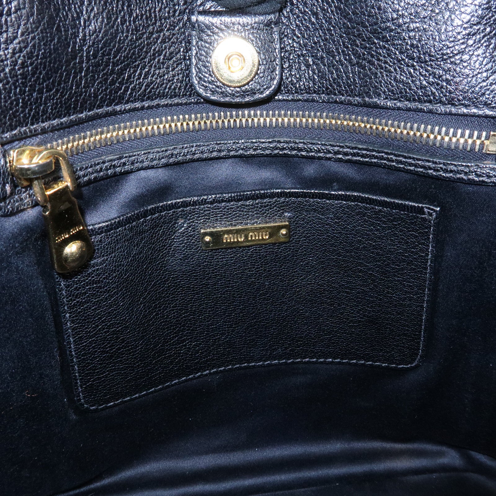 MIU MIU Madras Leather 2Way Bag Hand Bag Shoulder Bag Black